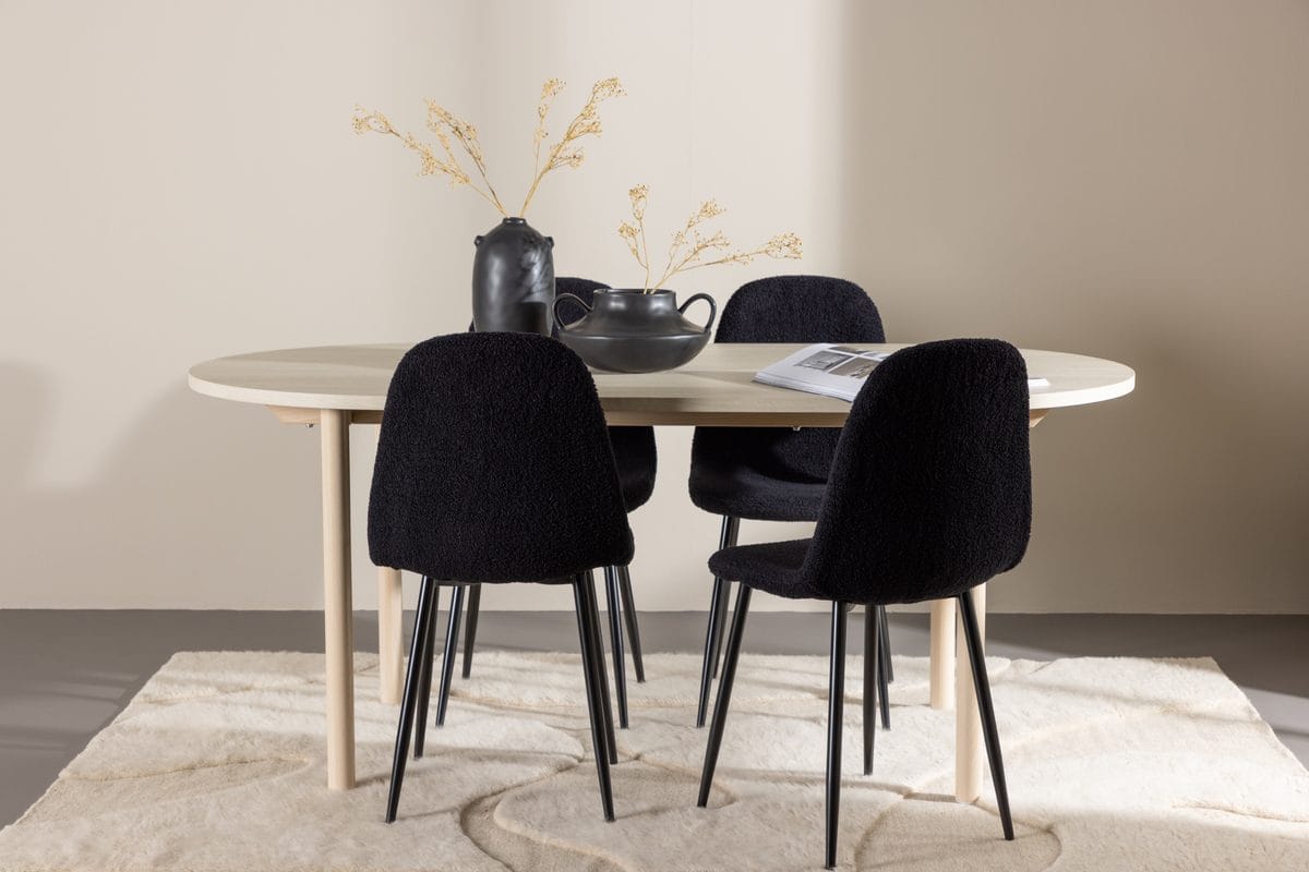 Andy Matbord 180x90 cm med 4 Polar Matstol -
