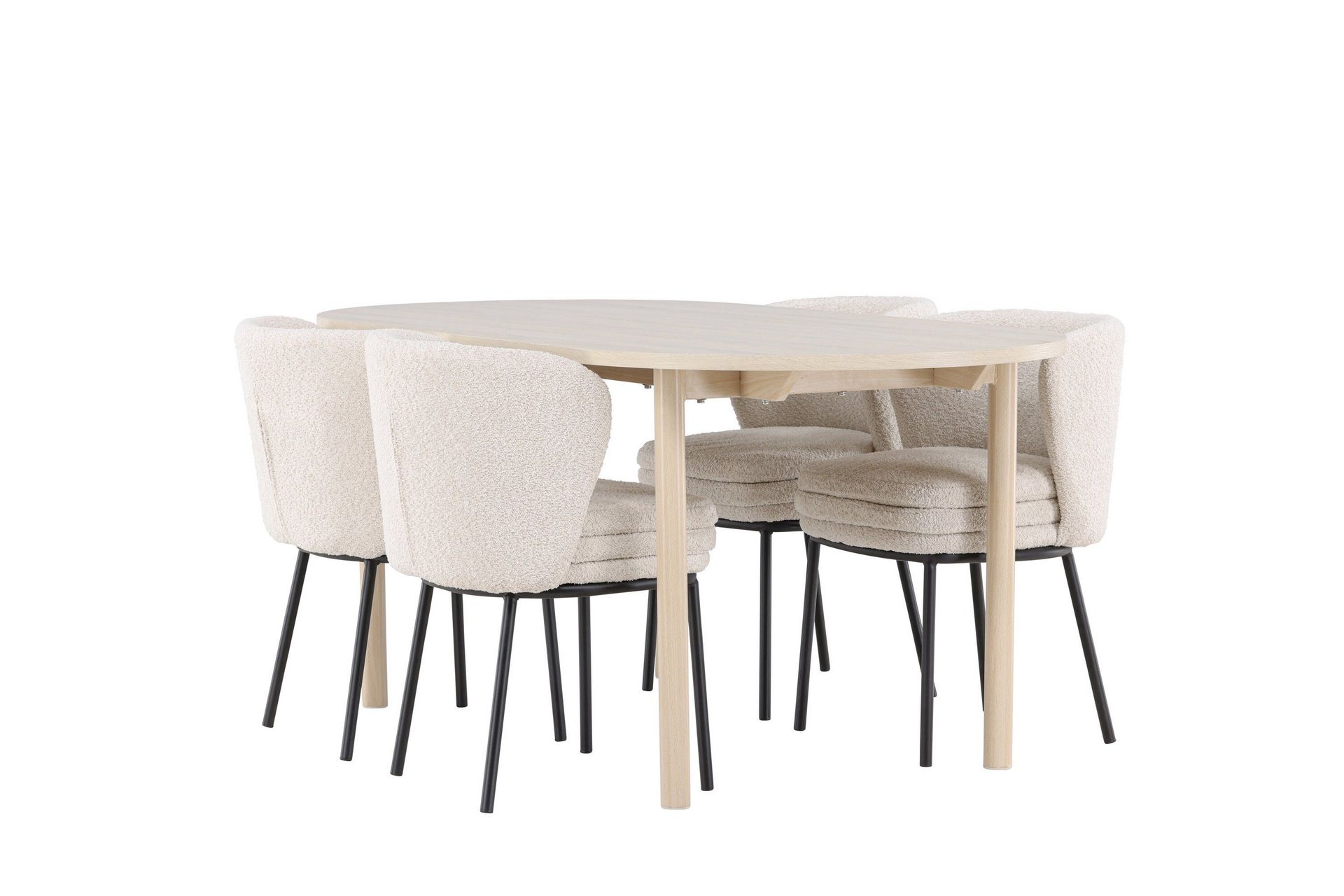 Andy Matgrupp 180 cm Oval med 4 Agnes stolar - Whitewash/Vit
