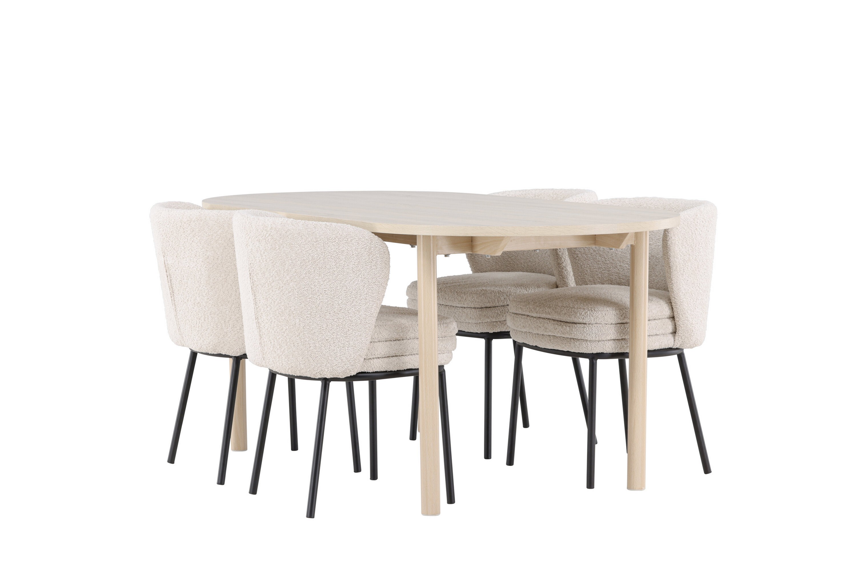 Andy Matgrupp 180 cm Oval med 4 Agnes stolar Whitewash/Vit