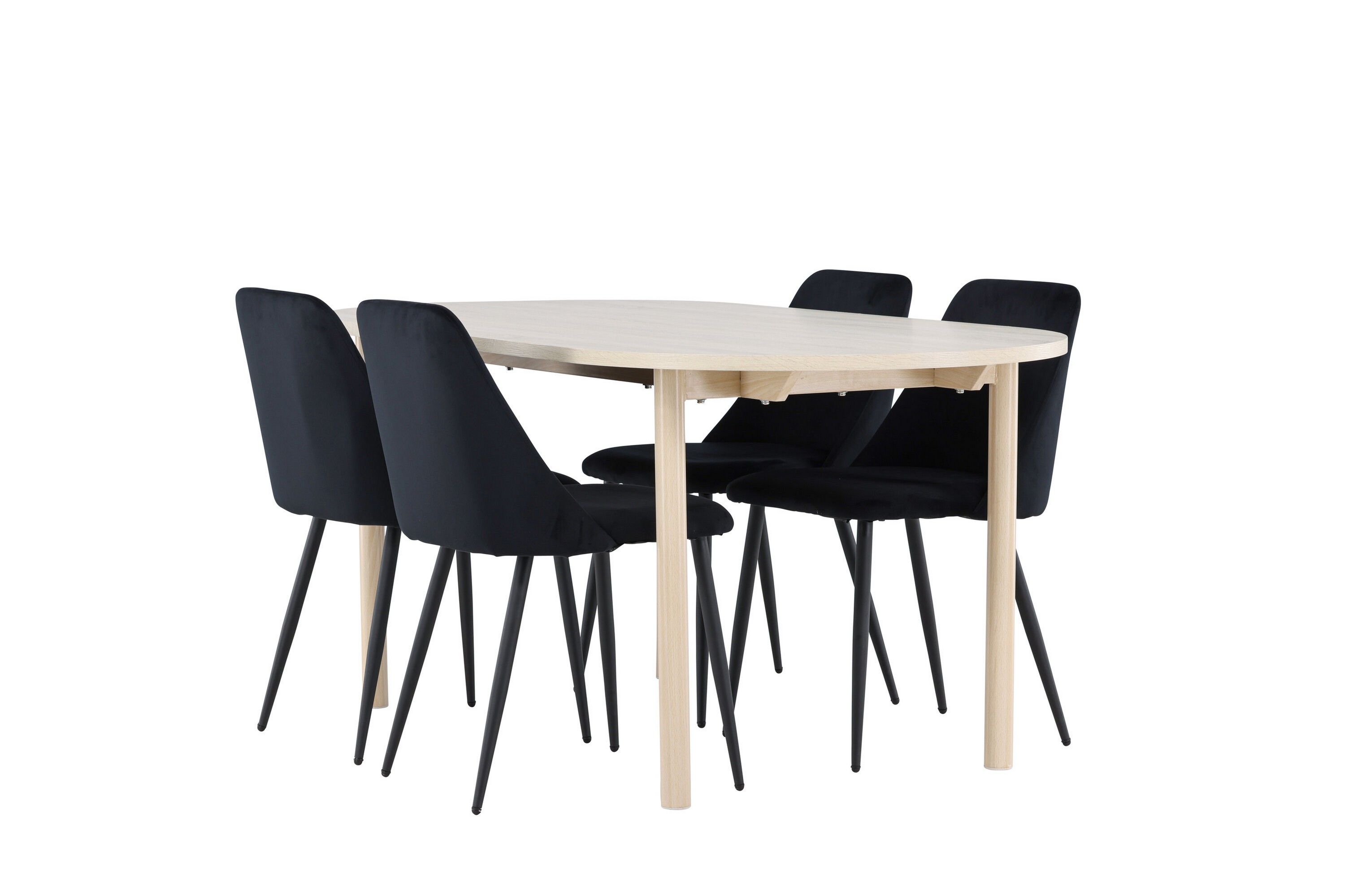 Andy Matgrupp 180 cm Oval med 4 Night stolar Whitewash/Svart