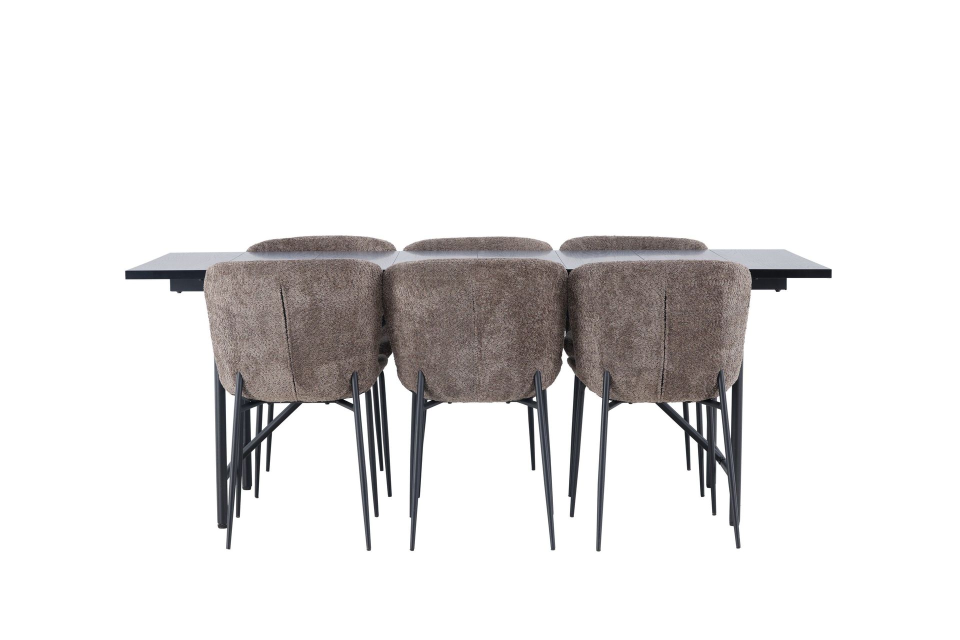 astrid matgrupp 200 cm rektangulär med 6 modesto stolar - svart