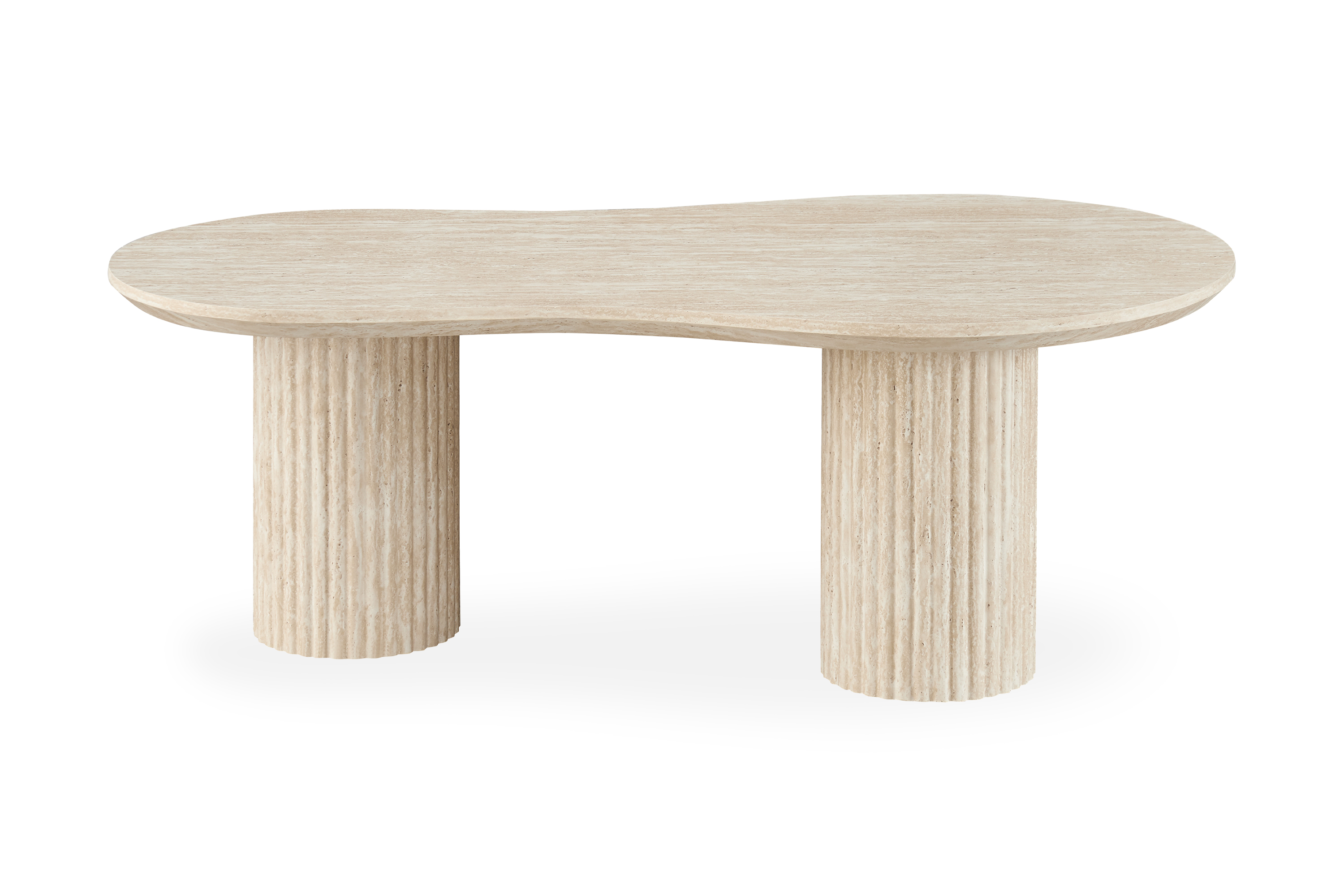 Asymmetriskt Soffbord Uppveda Travertin Utseende 130x70 cm Beige