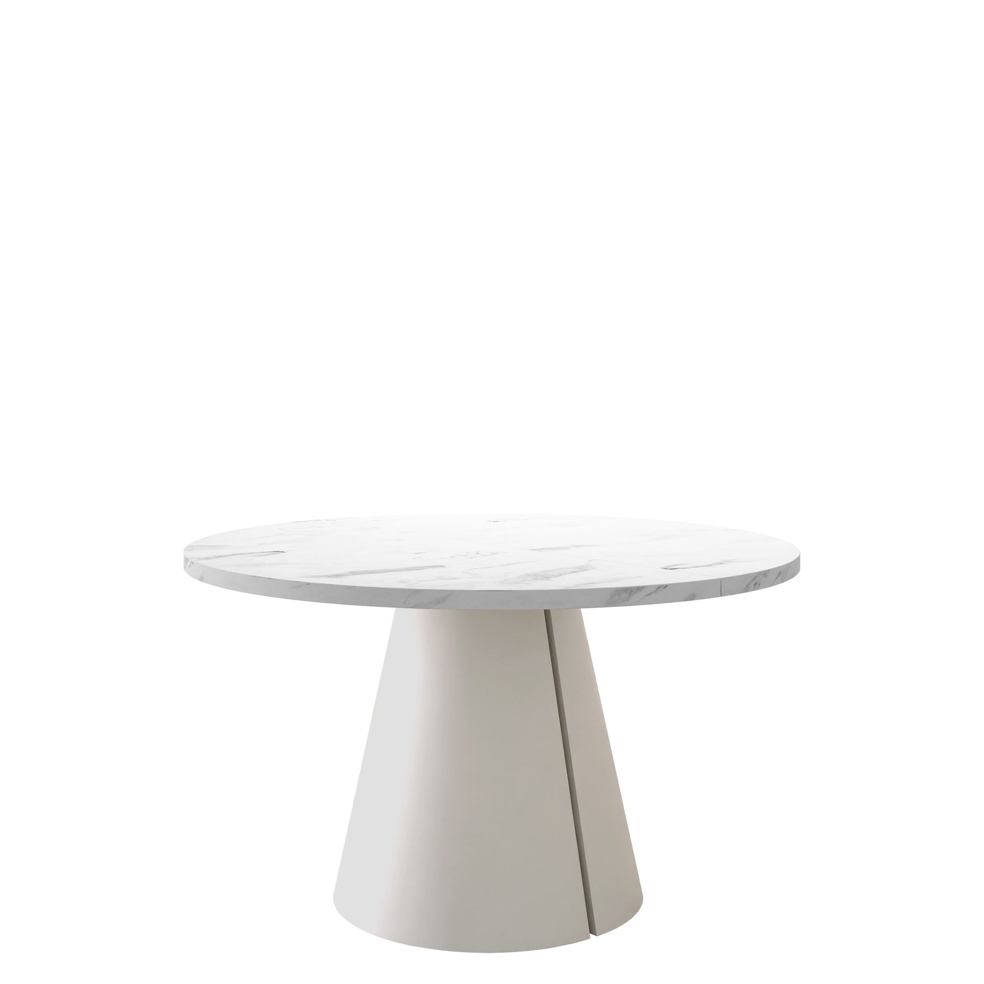 Aurion Matbord rund f&ouml;rl&auml;ngningsbart 100-174 cm - beige, vit marmor