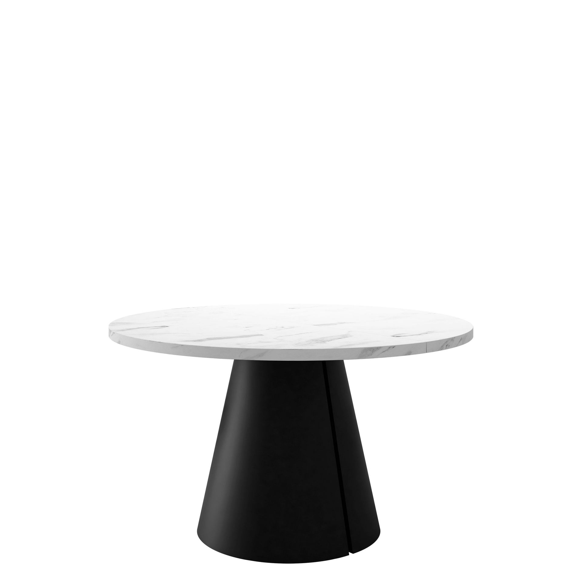 Aurion Matbord rund f&ouml;rl&auml;ngningsbart 120-196 cm - svart, vit marmor