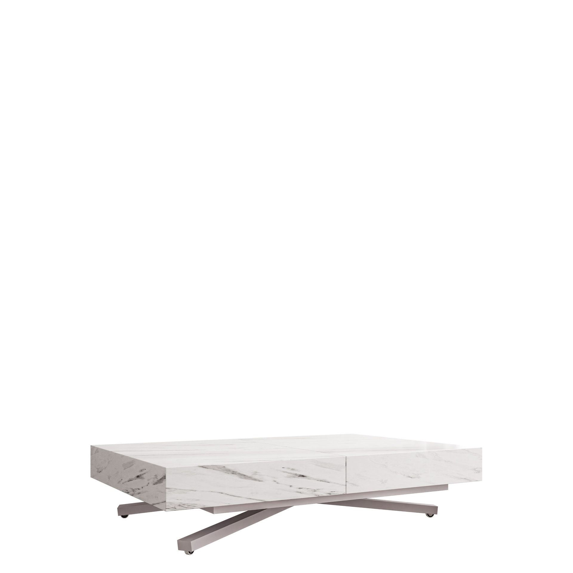 Avendi Soffbord 120 cm - Silver, vit marmor