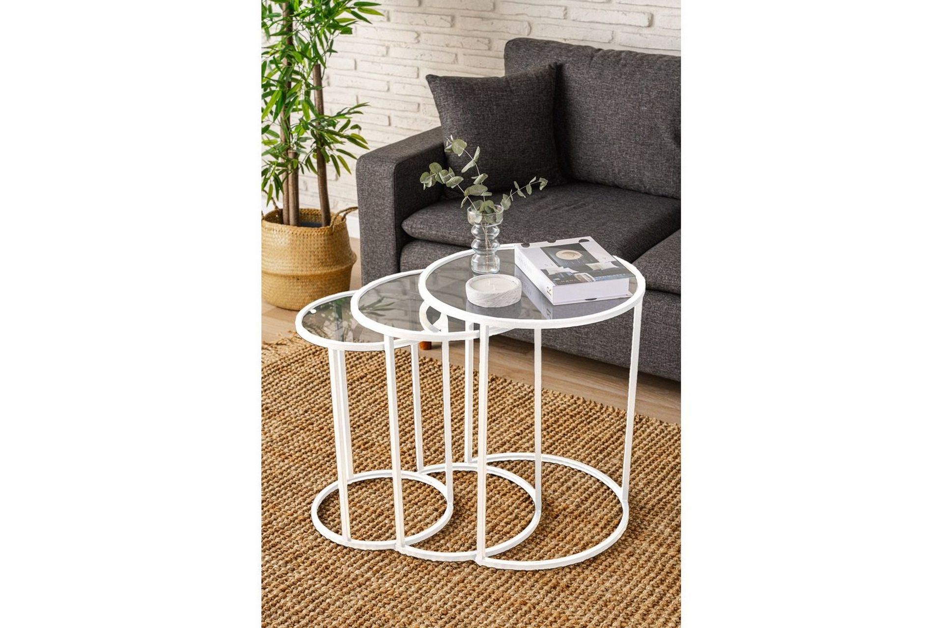 alyasmin satsbord 34 cm - vit/transparent