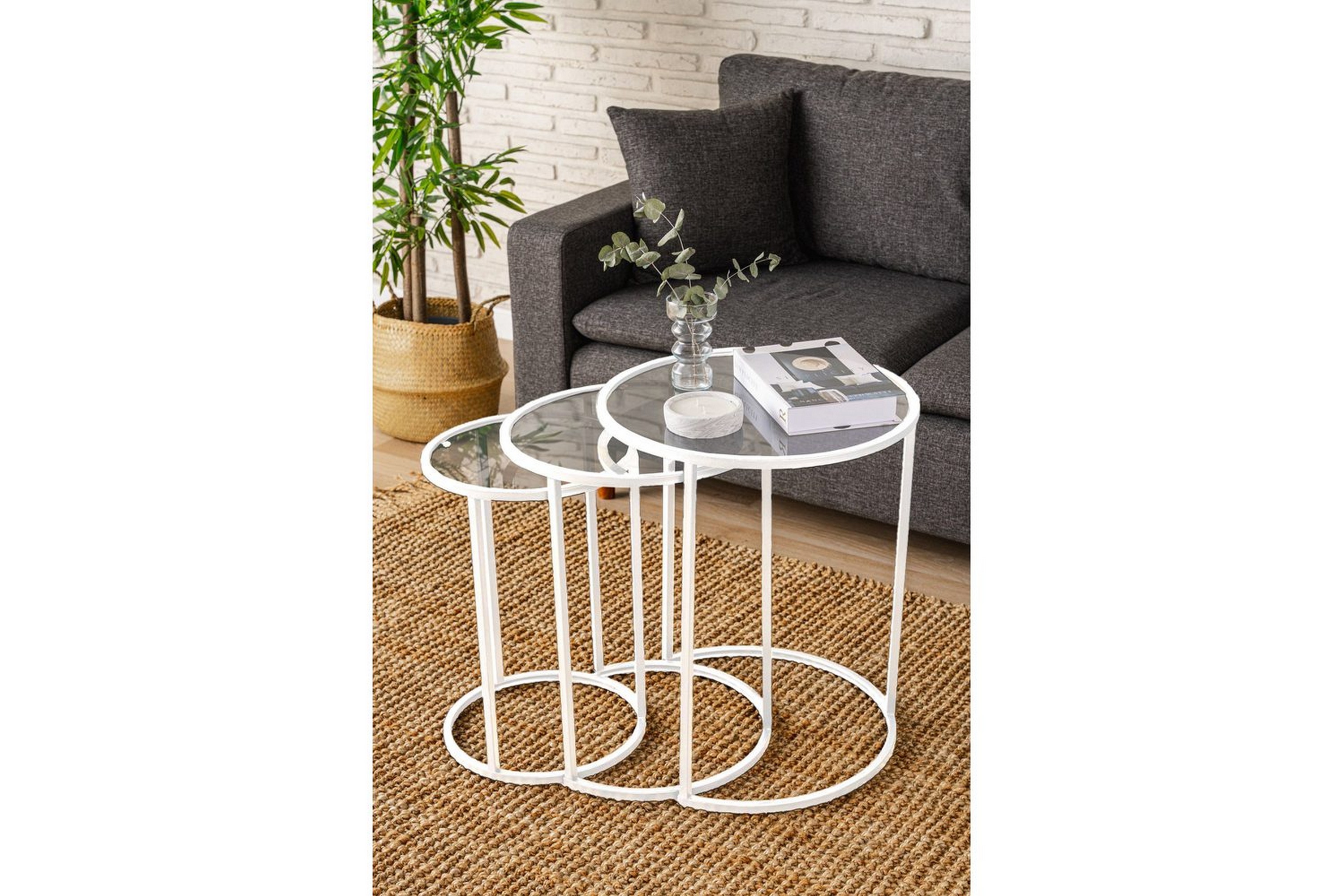 alyasmin satsbord 34 cm - vit/transparent