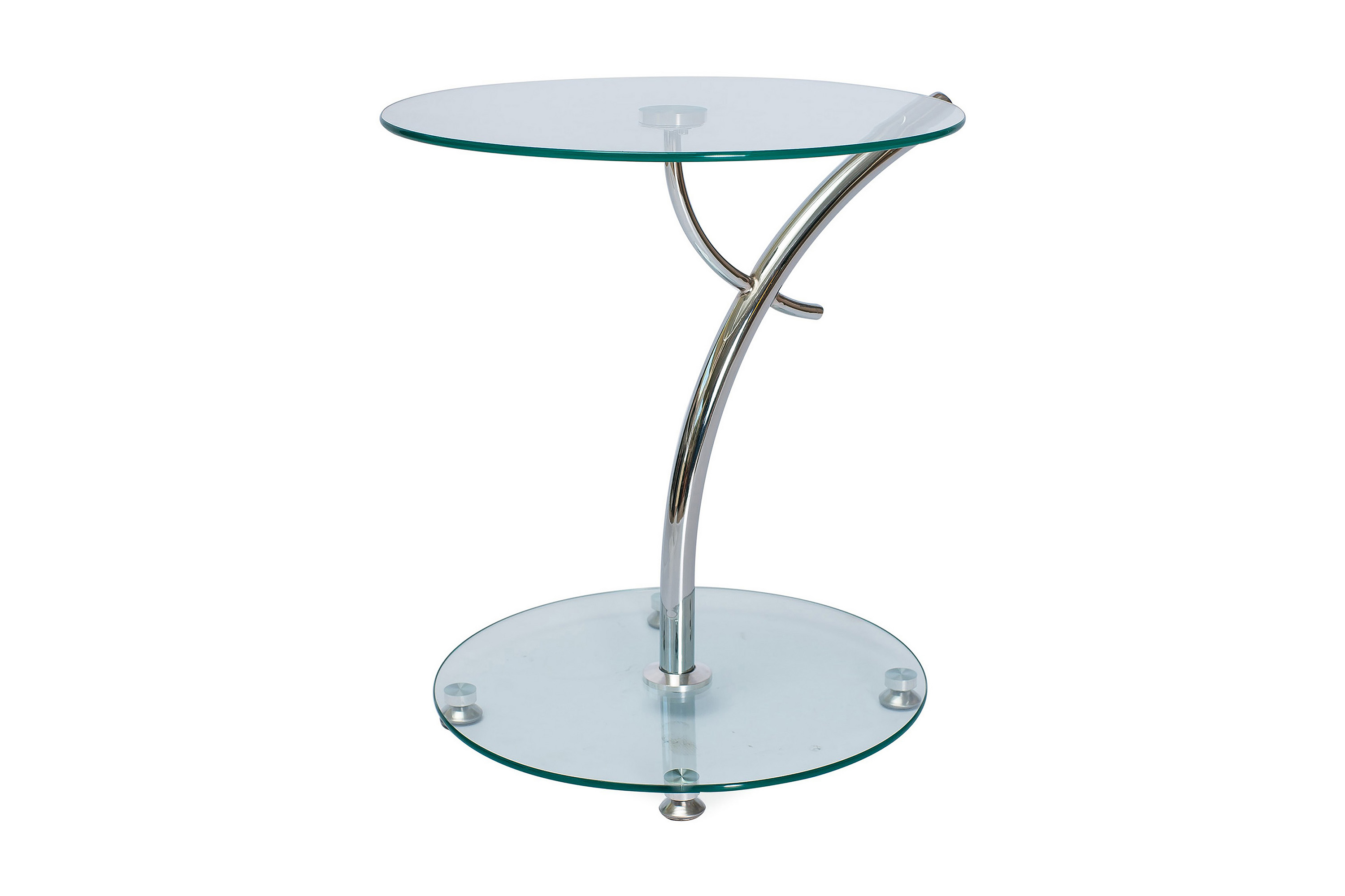 Sidobord Portella 50 cm Runt Glas/Silver