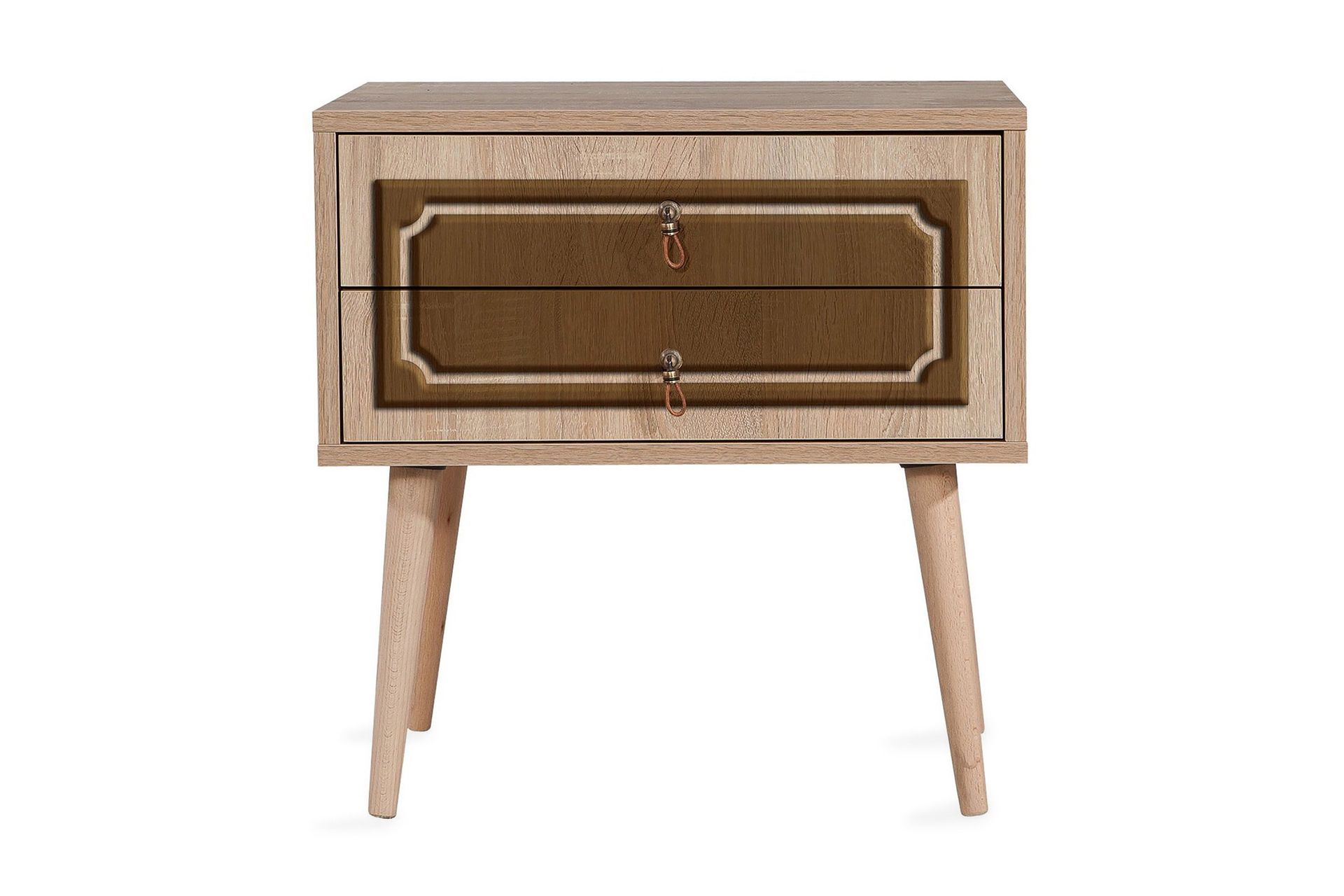 Brokind Sängbord 60 cm med Förvaring 2 Lådor Dekor - Natur/Brun