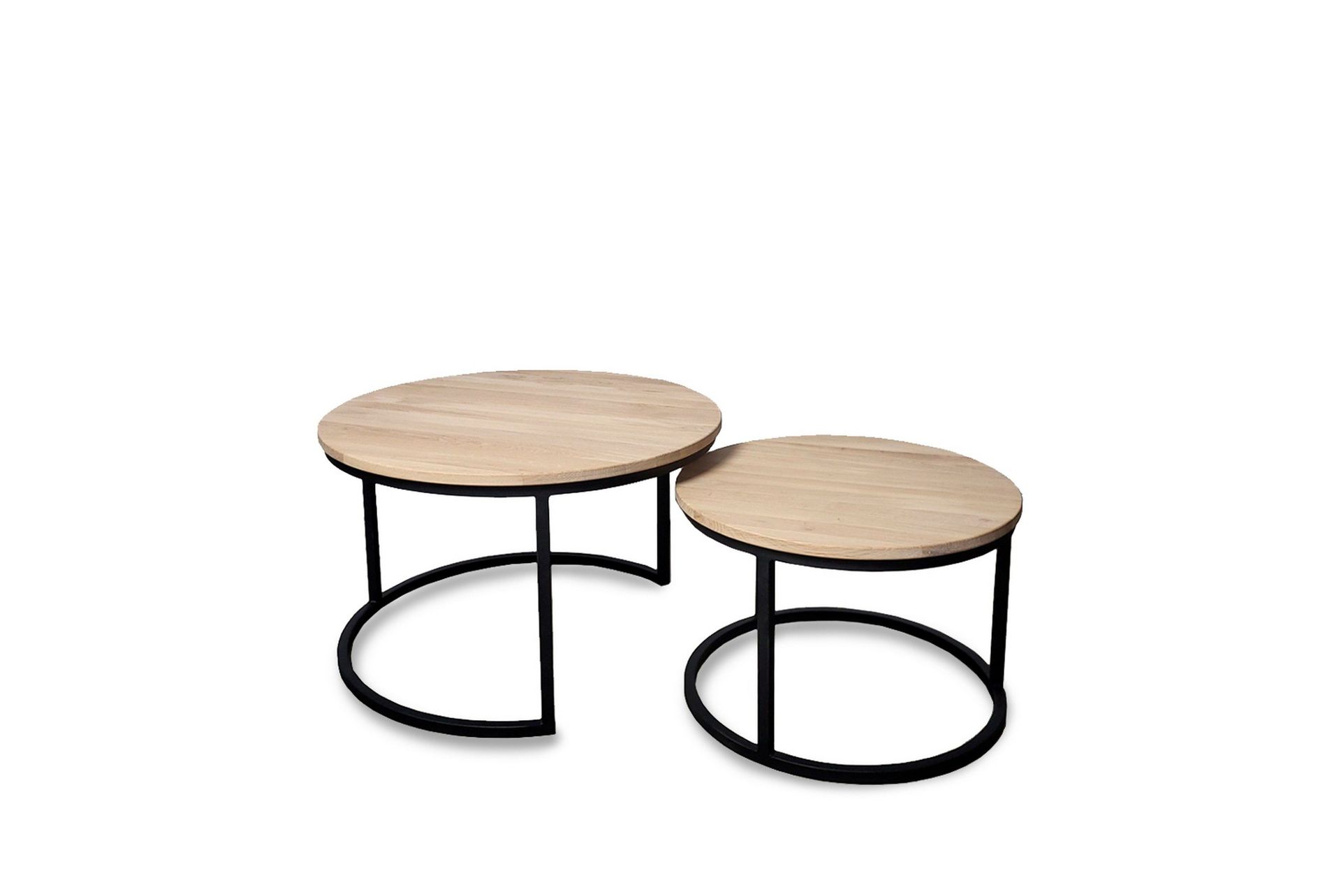 Calgary Satsbord 75 cm Runt i massivt tr&auml; - Natur/Svart