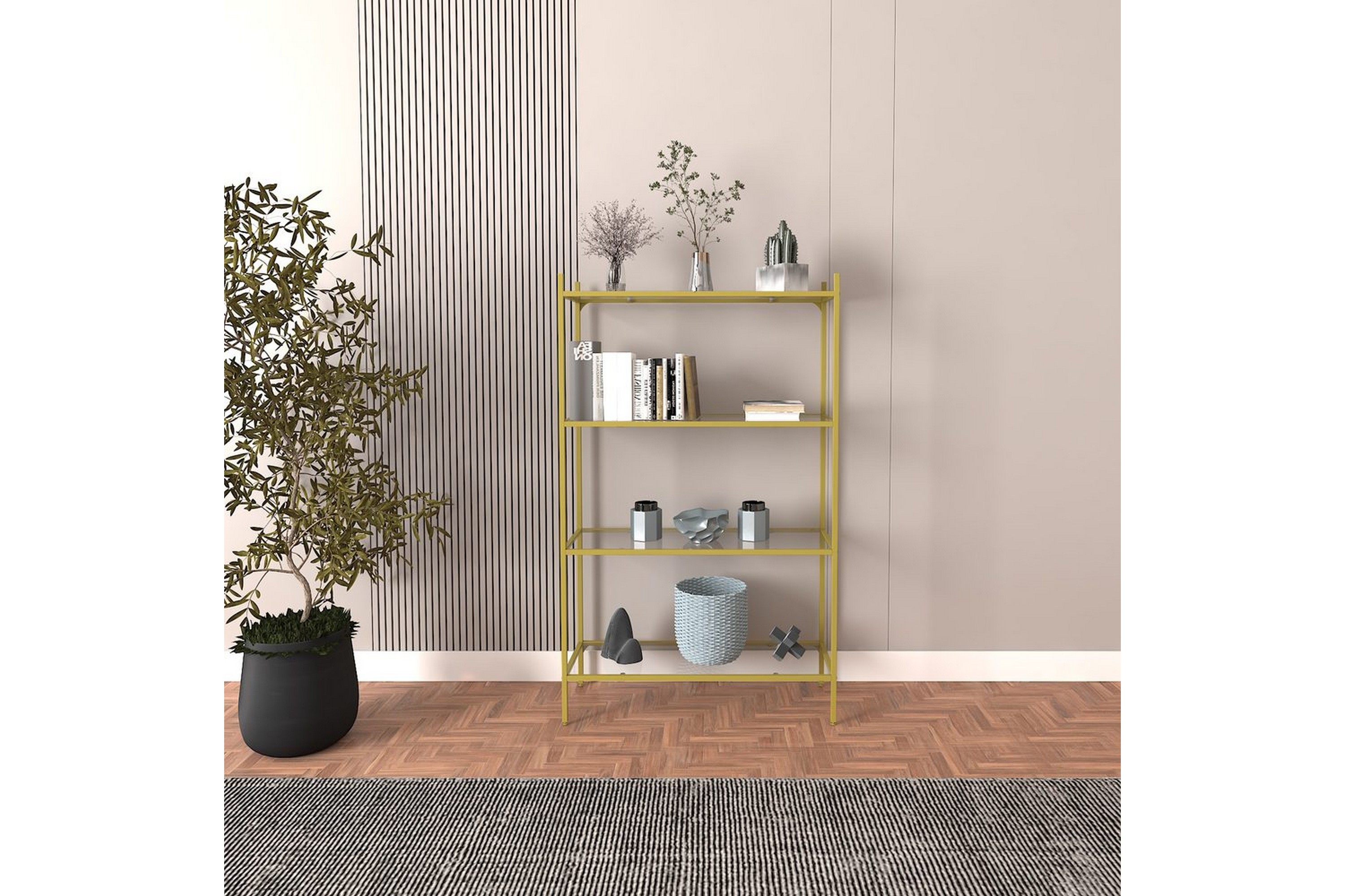 edilberta bokhylla 80 cm - guld