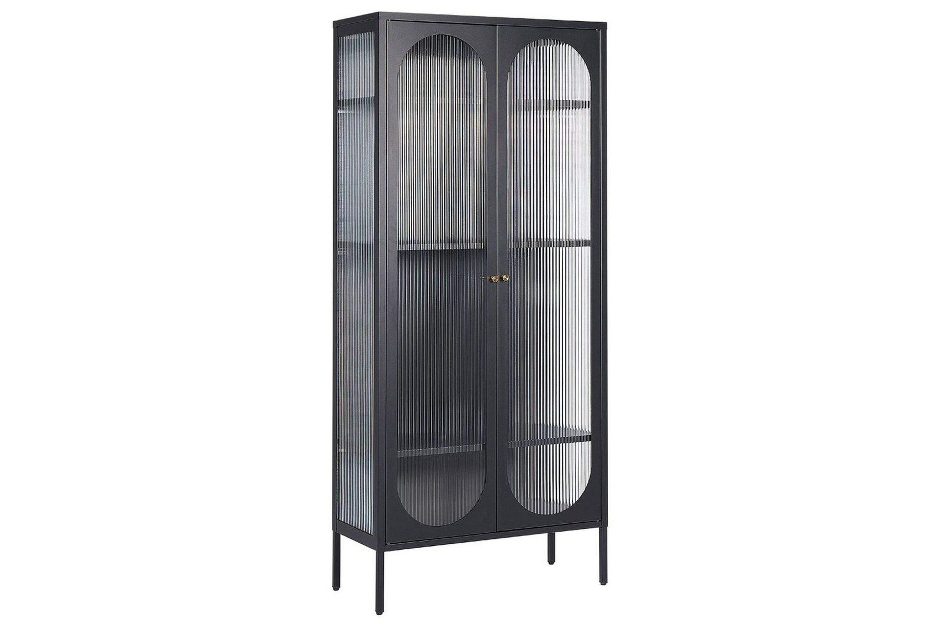 Foxton Vitrinskåp 80 cm med Förvaring i Metall och Glas - Svart