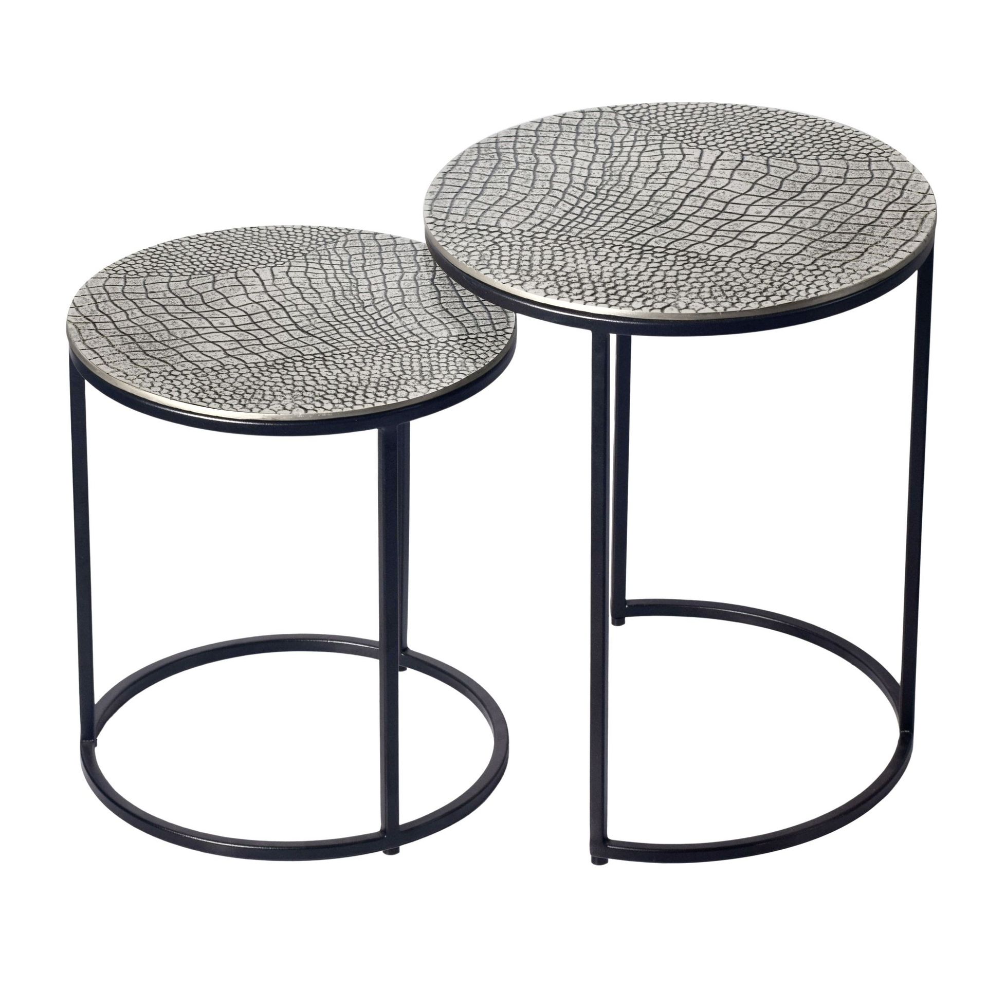 Galela Satsbord 40 cm Set om 2 - Silver och svart