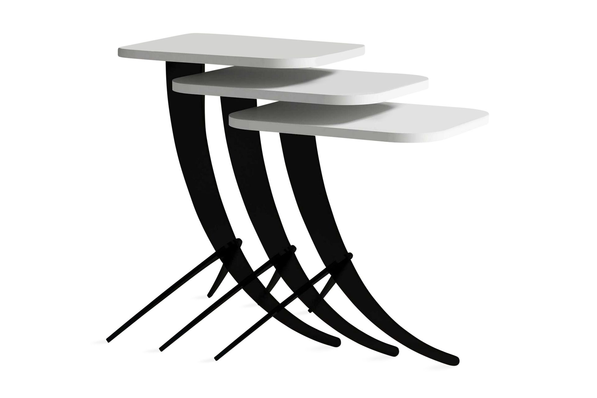 Hovdane Satsbord 45 cm 3 Bord - Vit/Svart