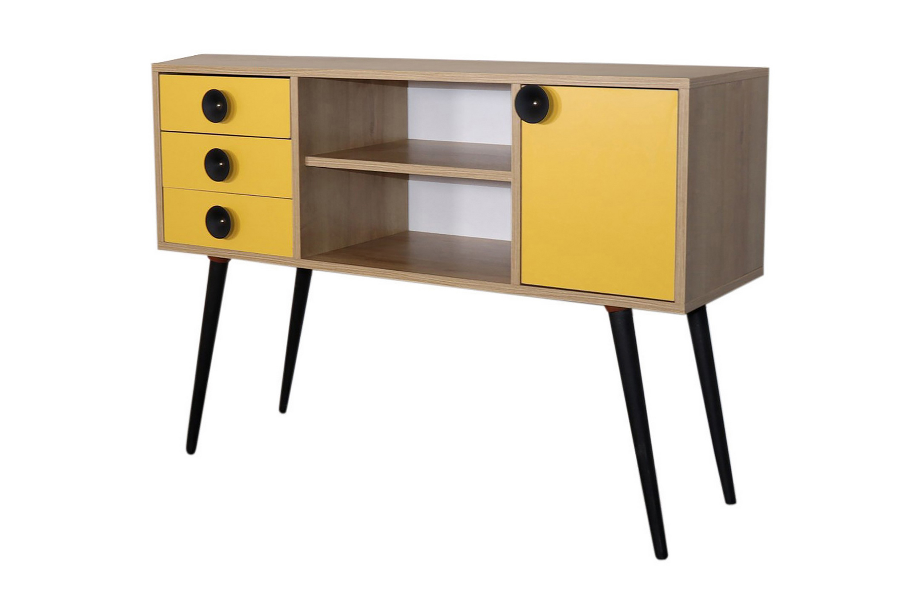 Sidobord 120 cm Guld/Natur/Gul