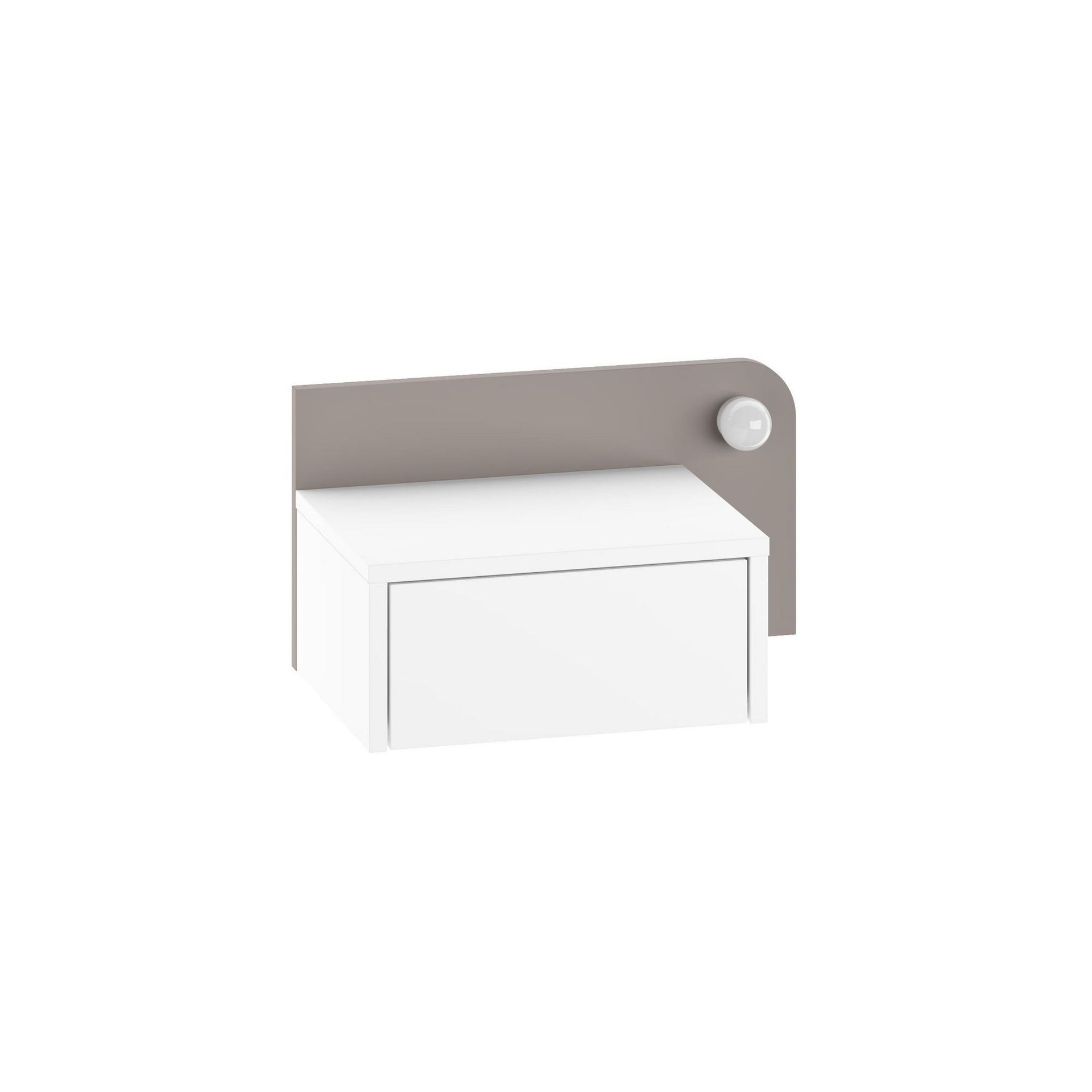 Nosina Sängbord 52 cm - Vitt och ljus mocka