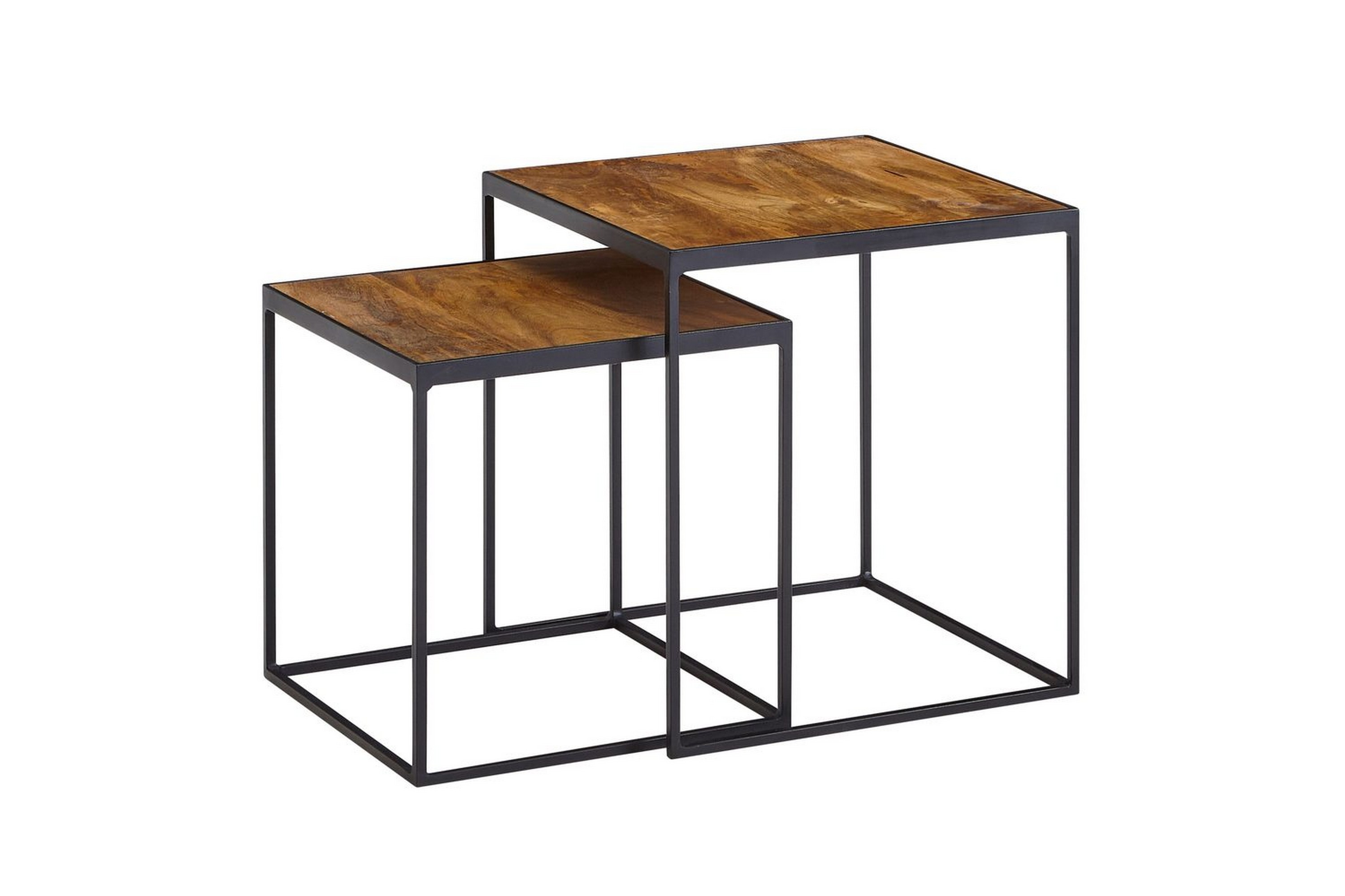 satsbord wohnling set om 2 massivt trä med metallben modern -