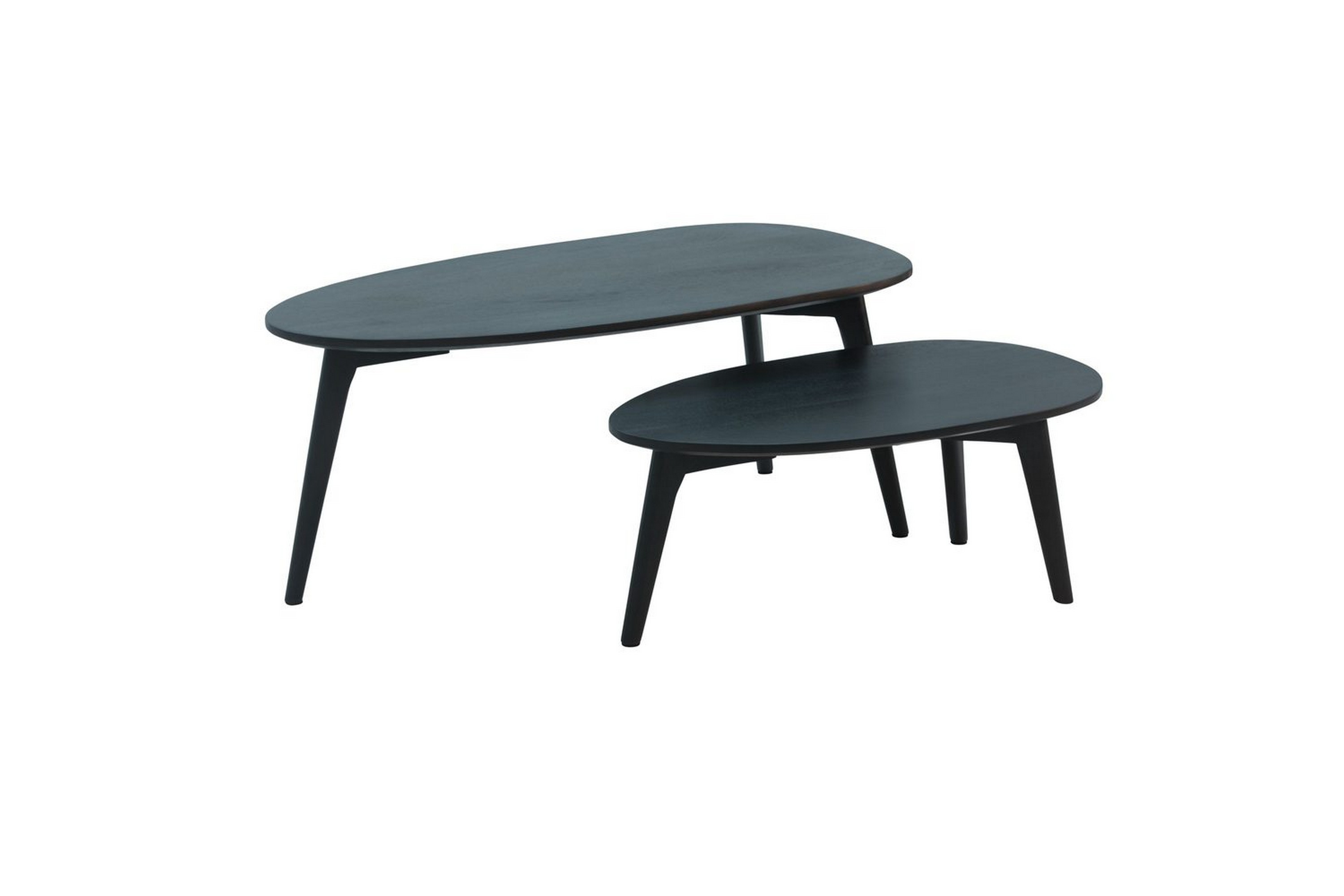 satsbord wohnling set om 2 njurformad, massivt trä, träben, lantstil svart - svart