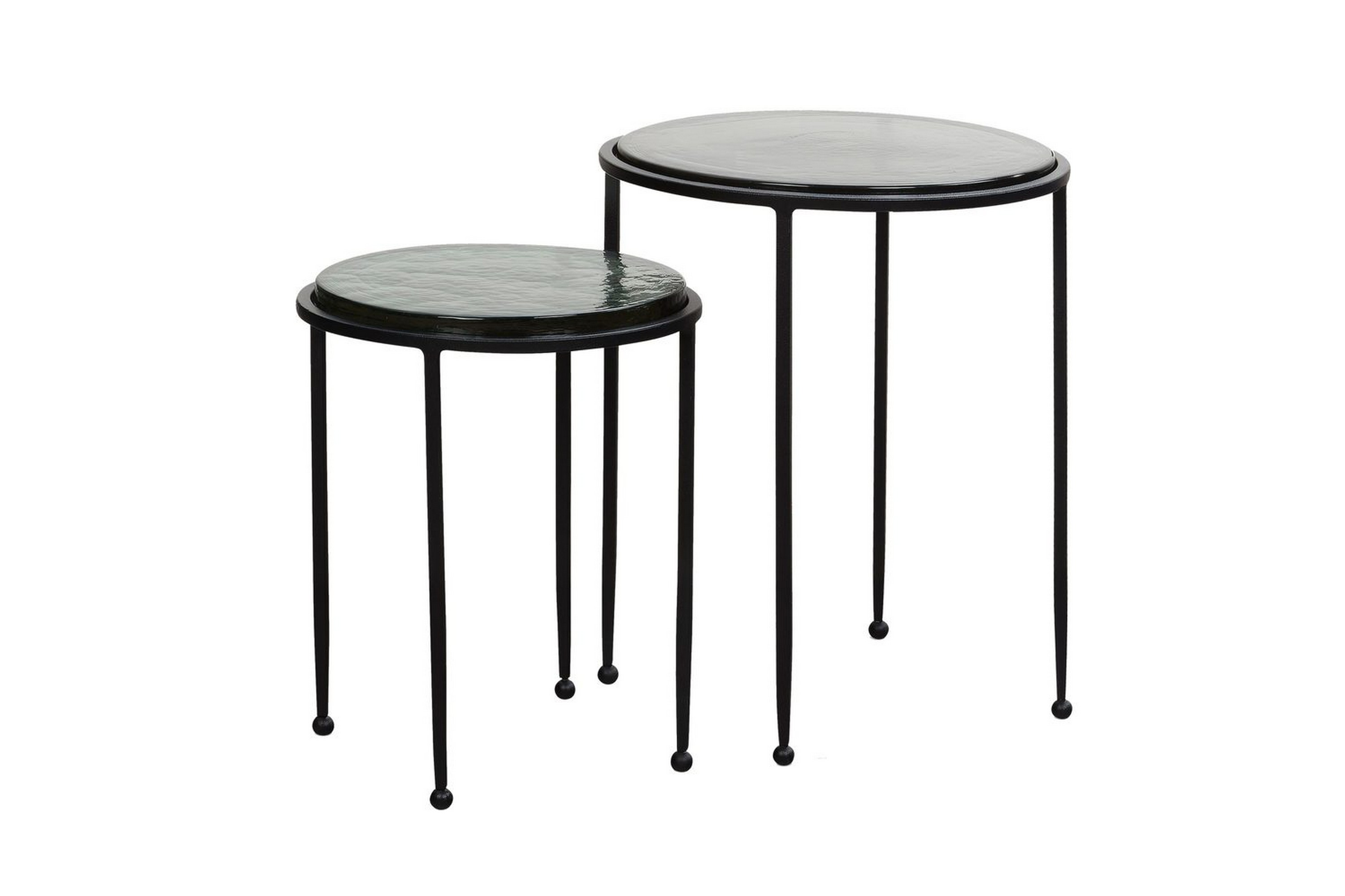 satsbord wohnling set om 2 rund glas tunna metallben modern -