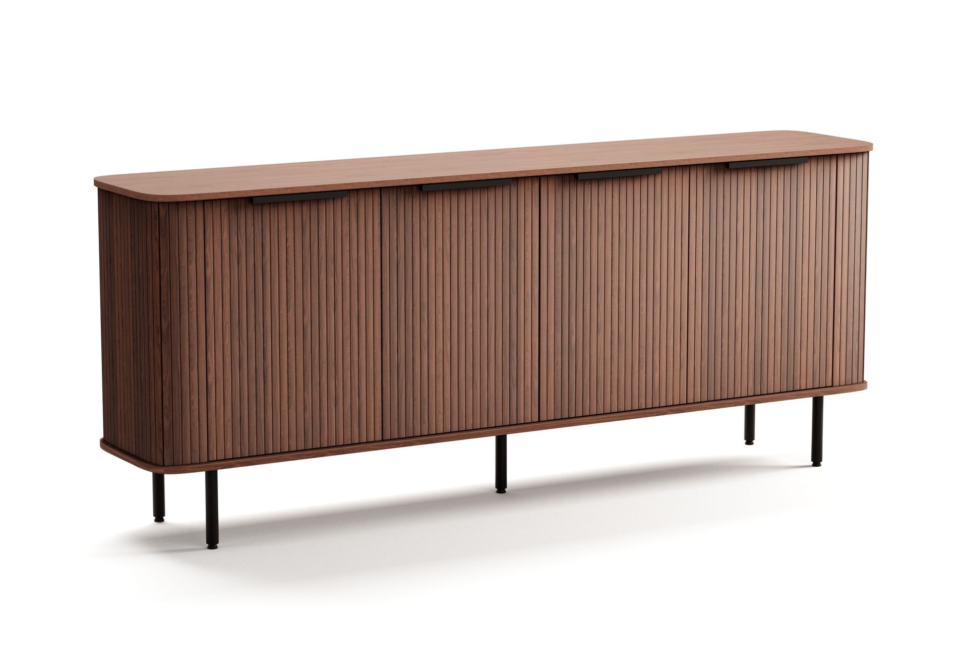 Kopparbo Sideboard med F&ouml;rvaring Ribbad - M&ouml;rkbrunt / Valn&ouml;t / Tr&auml;
