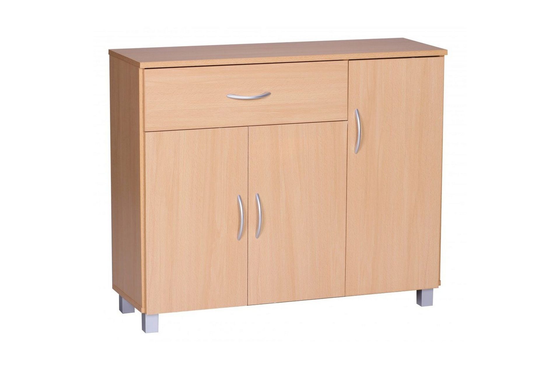 Sideboard Wohnling folierad sp&aring;nskiva 90x75 cm, 3 d&ouml;rrar 1 l&aring;da, modern stil Bok - Bok