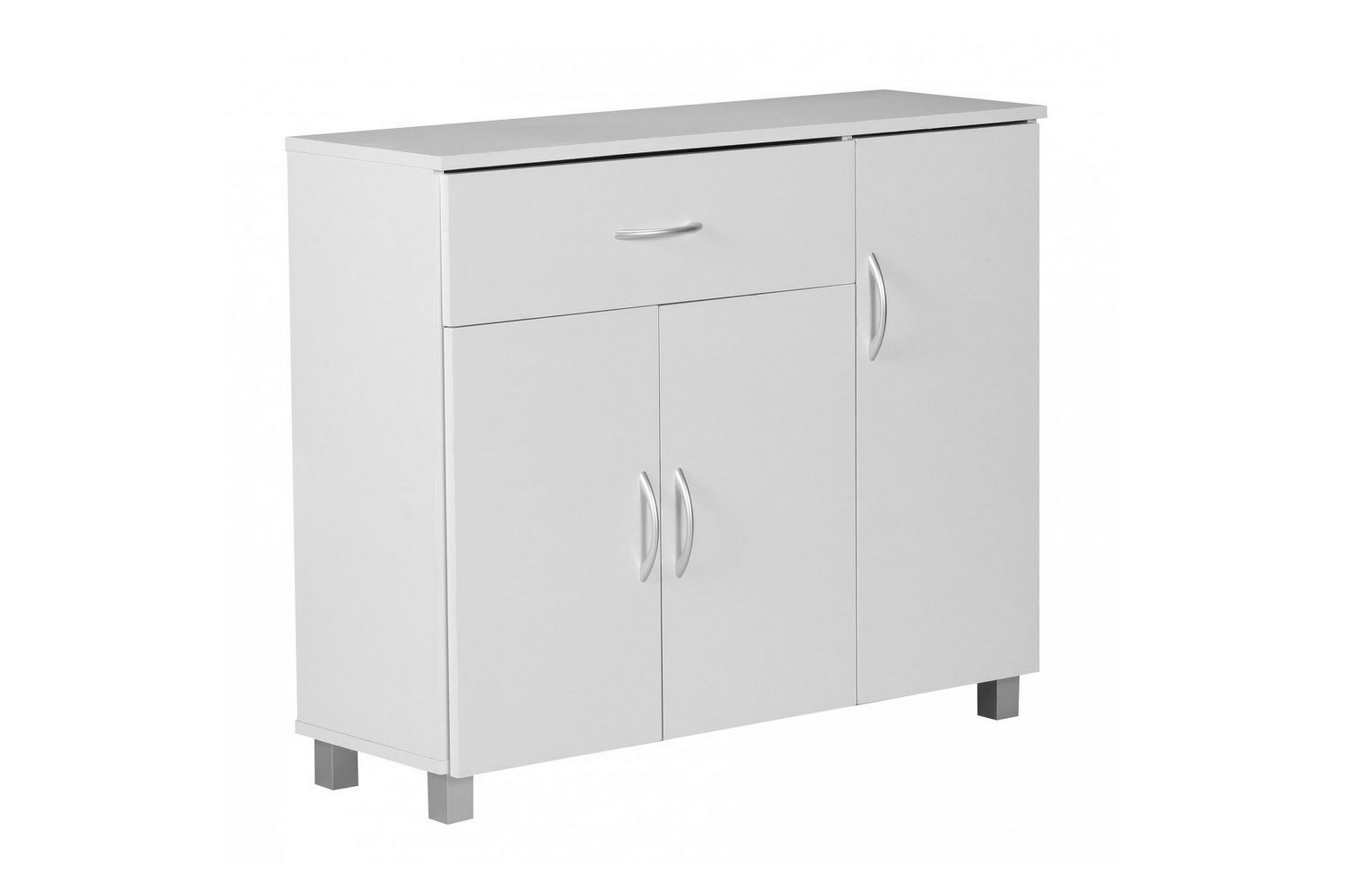 sideboard wohnling folierad spånskiva 90x75 cm, 3 dörrar 1 låda, modern stil vit - vit