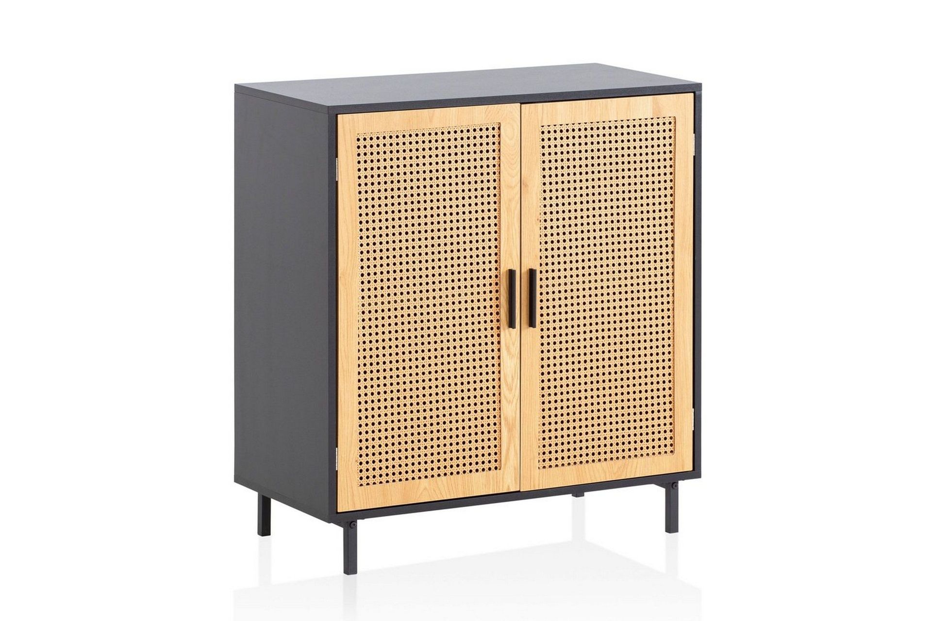 sideboard wohnling melaminbelagd mdf 80 cm 2 dörrar med wienerflätning modern -