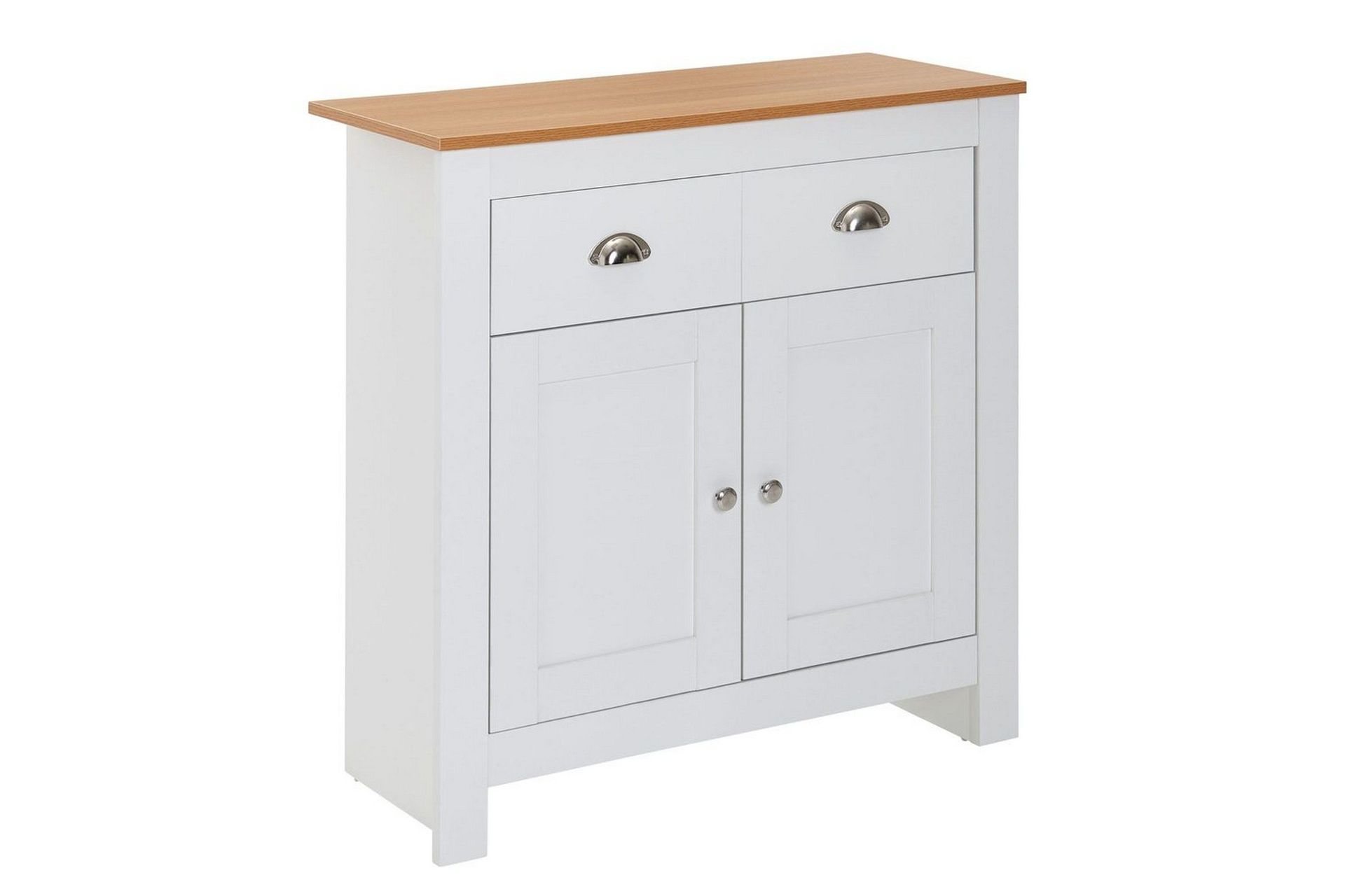 Sideboard Wohnling Melaminbelagd sp&aring;nskiva tv&aring;f&auml;rgad optik ek/vit 2 d&ouml;rrar 2 l&aring;dor modern -