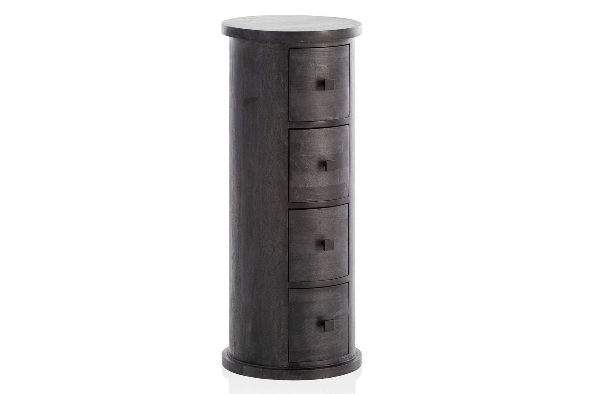 Sideboard Wohnling Runt massivt tr&auml; lantlig stil Svart, 4 l&aring;dor - Svart, 4 l&aring;dor