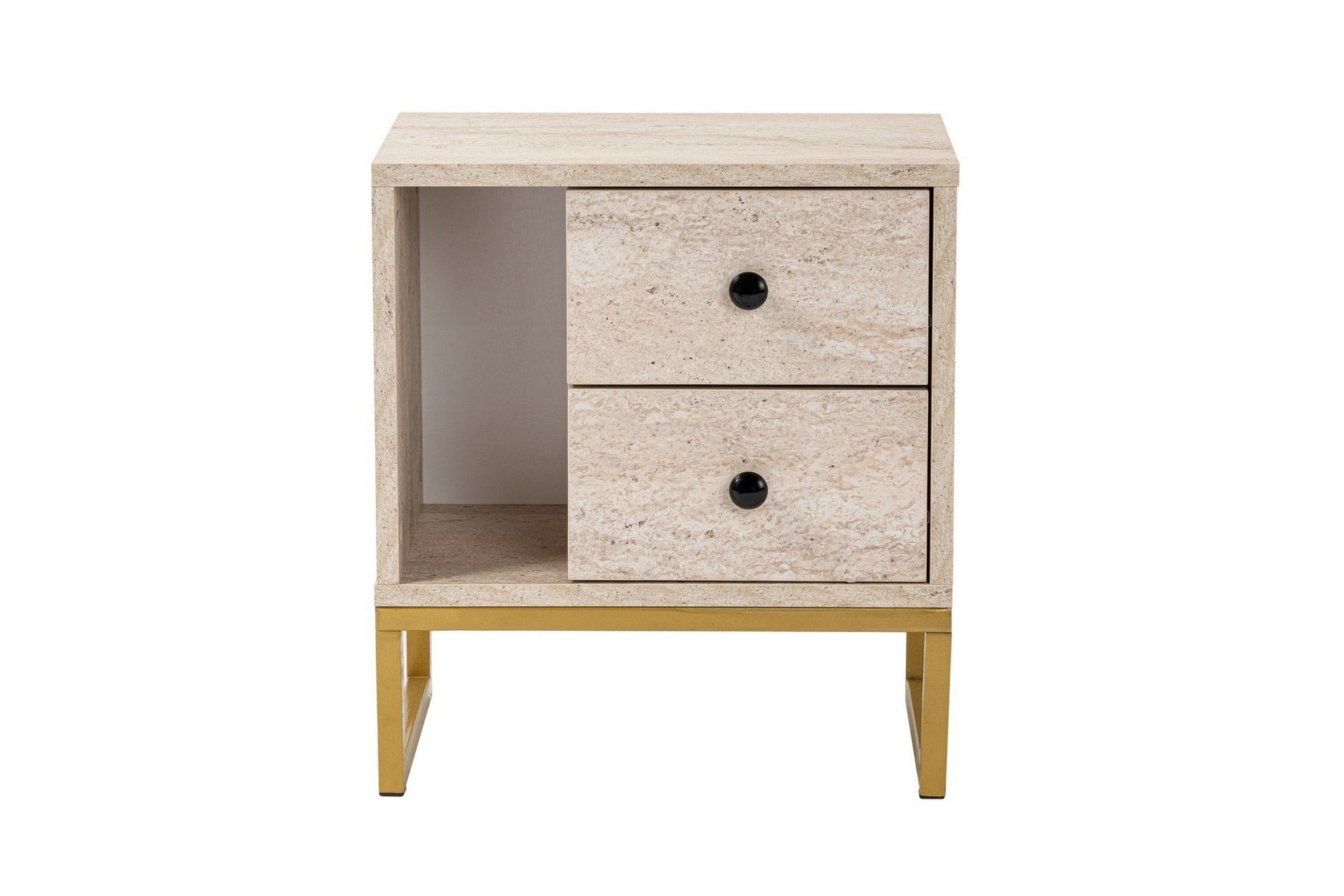 Sonali S&auml;ngbord 45 cm - Travertin/Guld