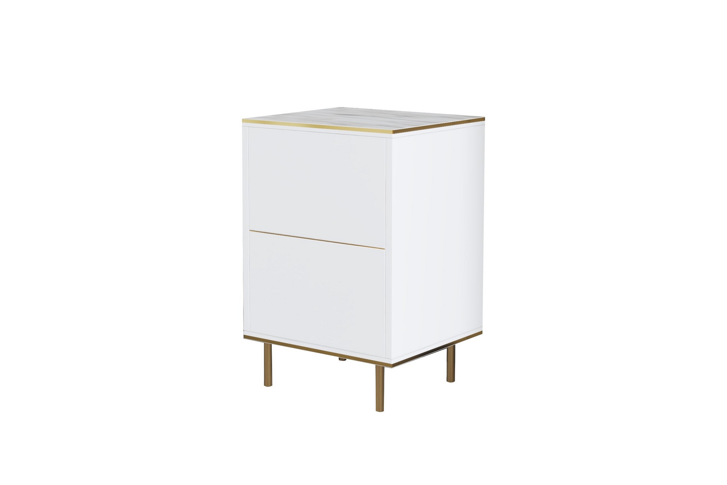 Sängbord Imaj 40 cm Vit marmor/Guld