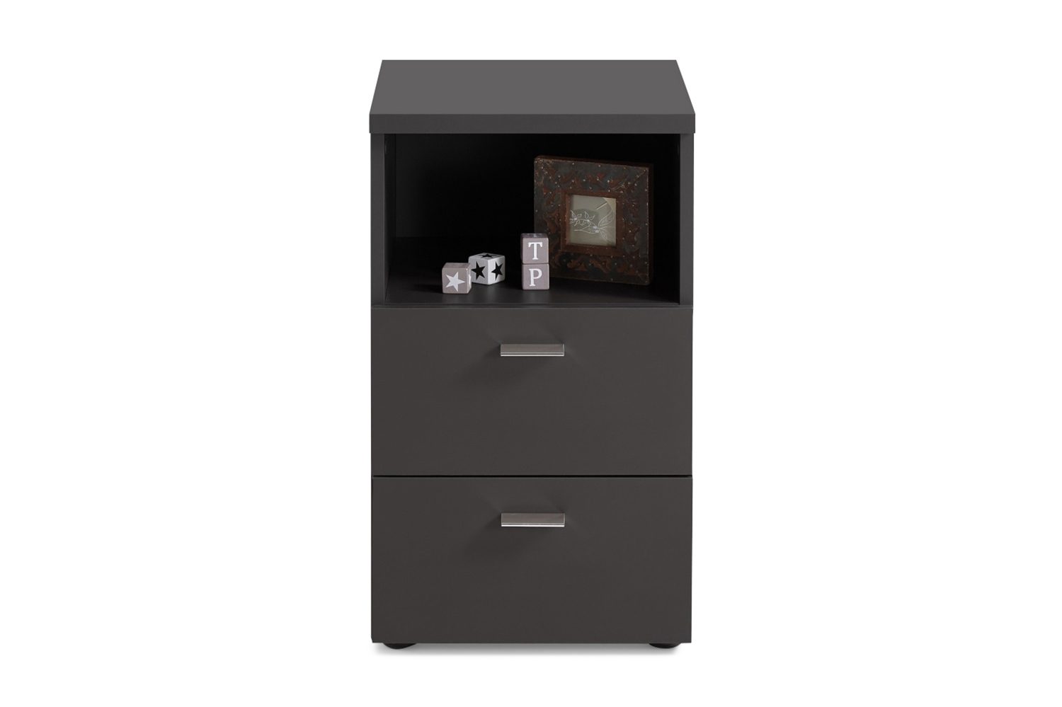 Colima S&auml;ngbord 35 cm med F&ouml;rvaring 2 L&aring;dor + Hylla - Svart