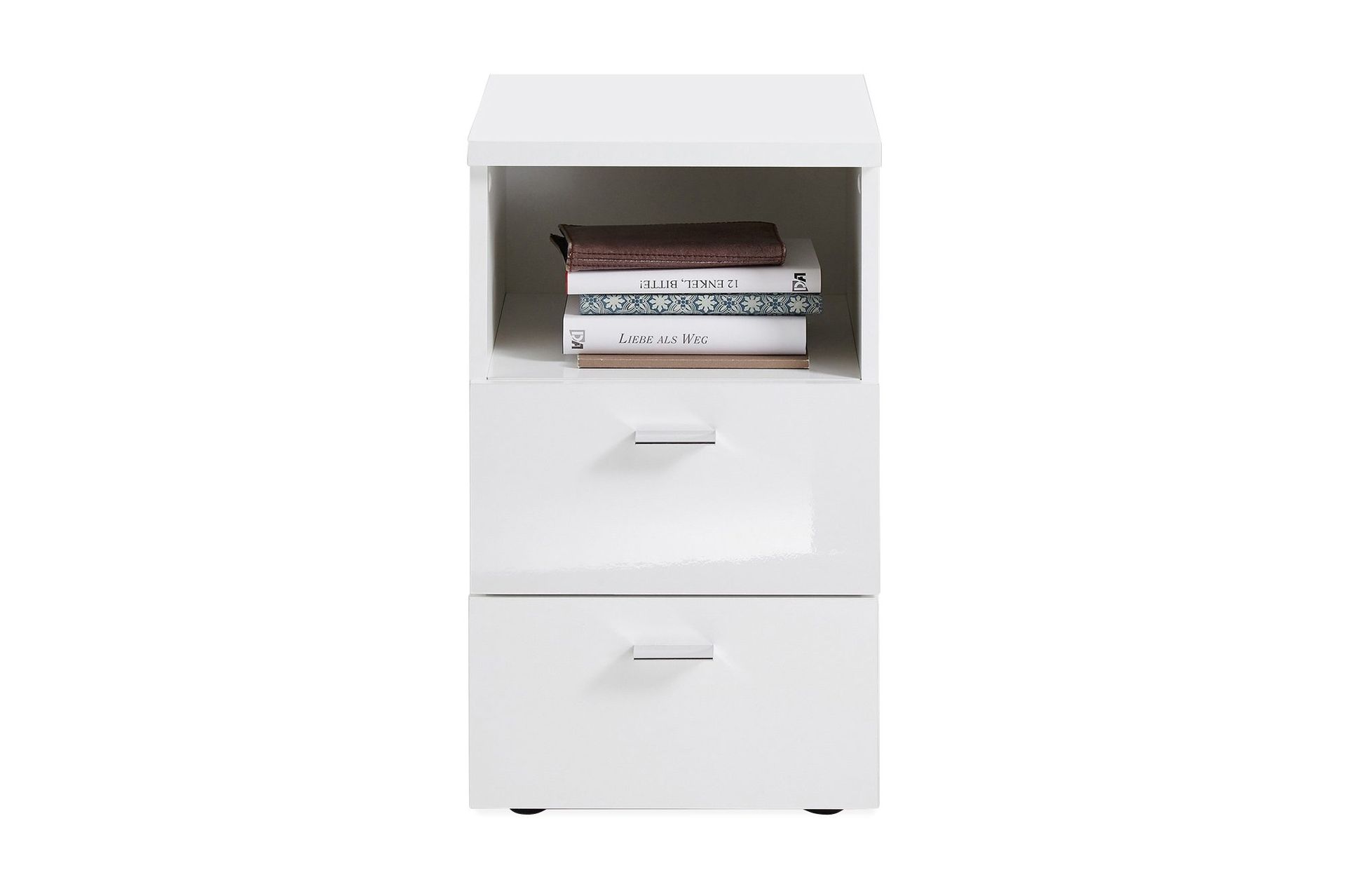 Colima S&auml;ngbord 35 cm med F&ouml;rvaring 2 L&aring;dor + Hylla - Vit