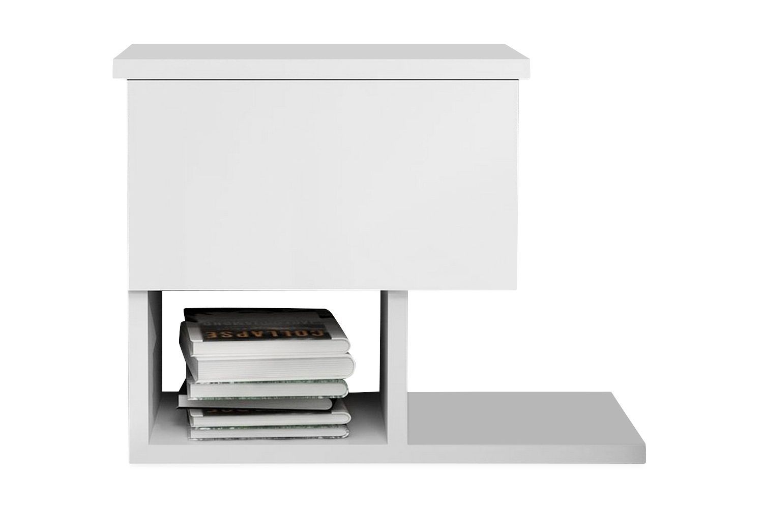 Decorotika Sängbord 46 cm med Förvaring Låda + Hyllor - Vit