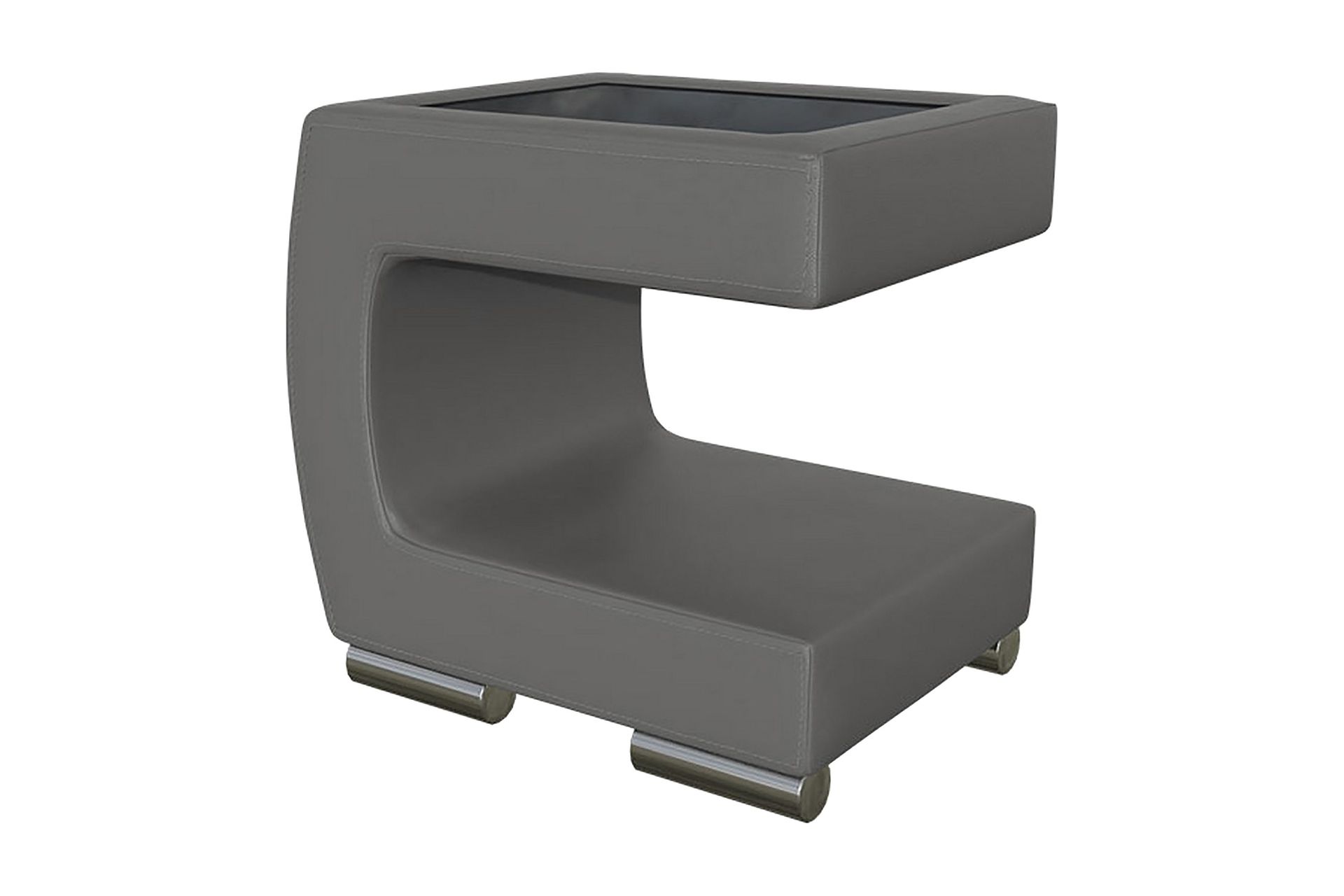 Honstad Sängbord 32 cm Vänster - Konstläder/Glas/Mörkgrå/Svart