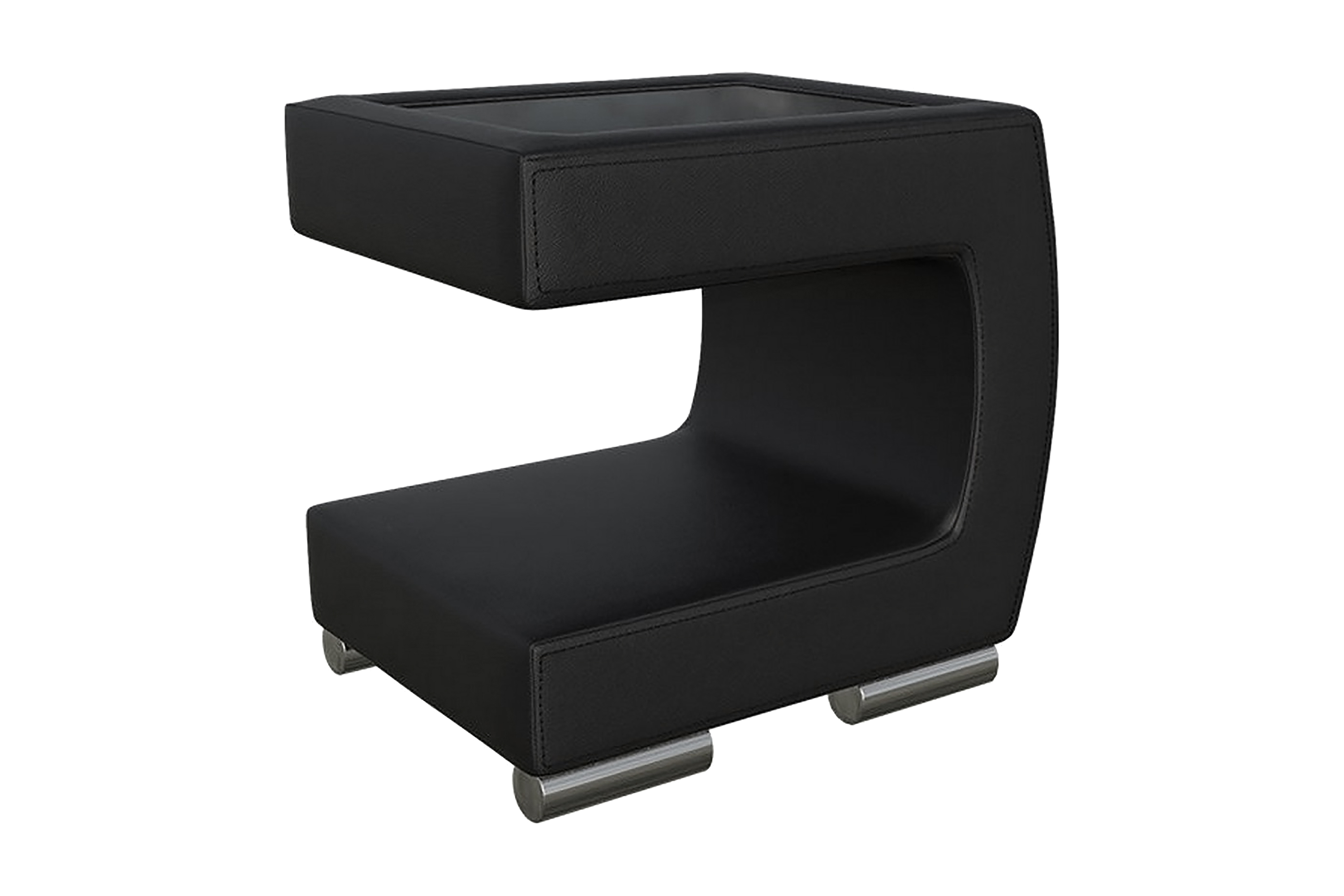 Sängbord Gornji 43 cm Höger Ecoläder/Svart