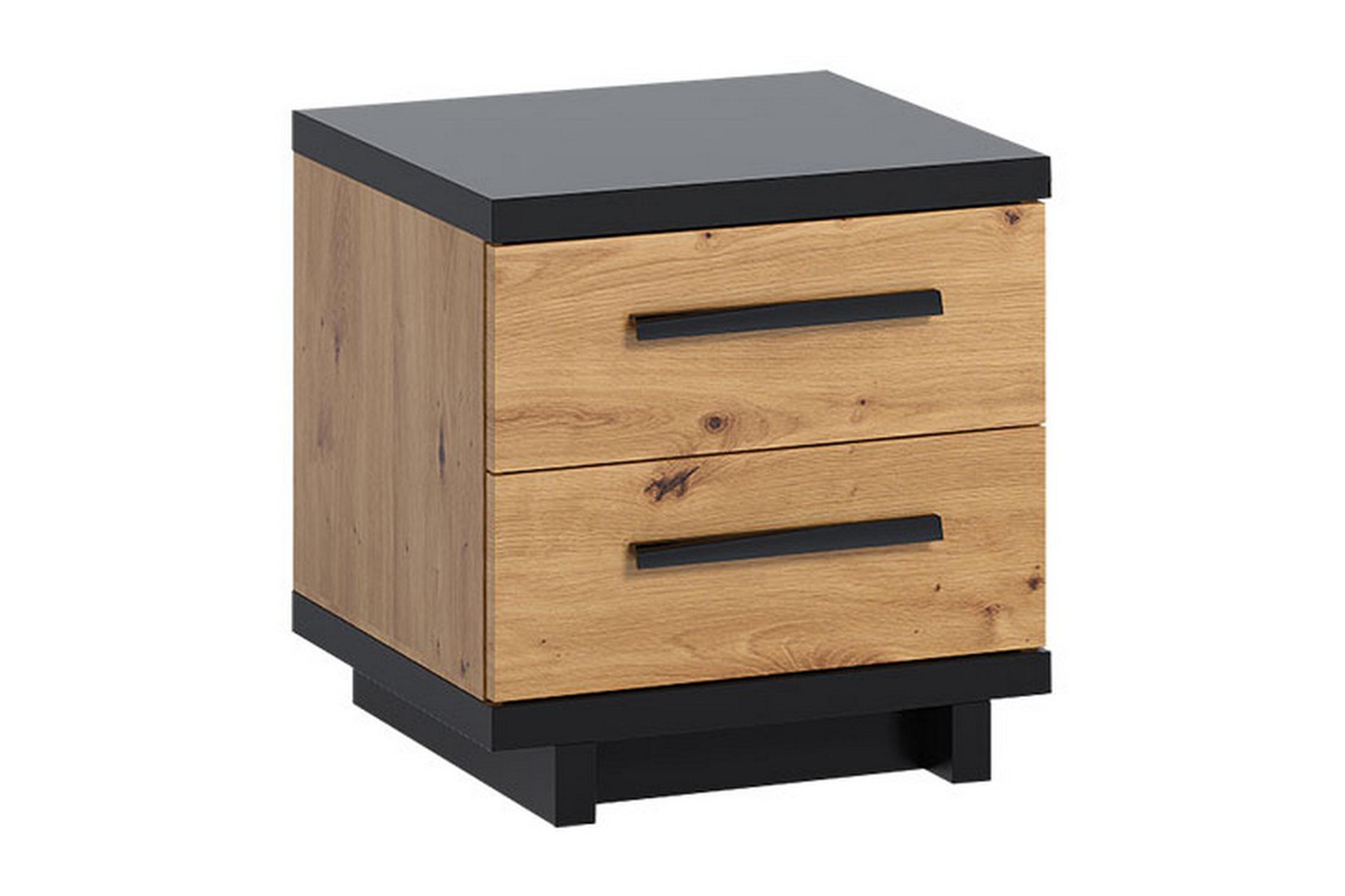 Sängbord Idelle 40 cm med Förvaring 2 Lådor Ekfärg/Svart