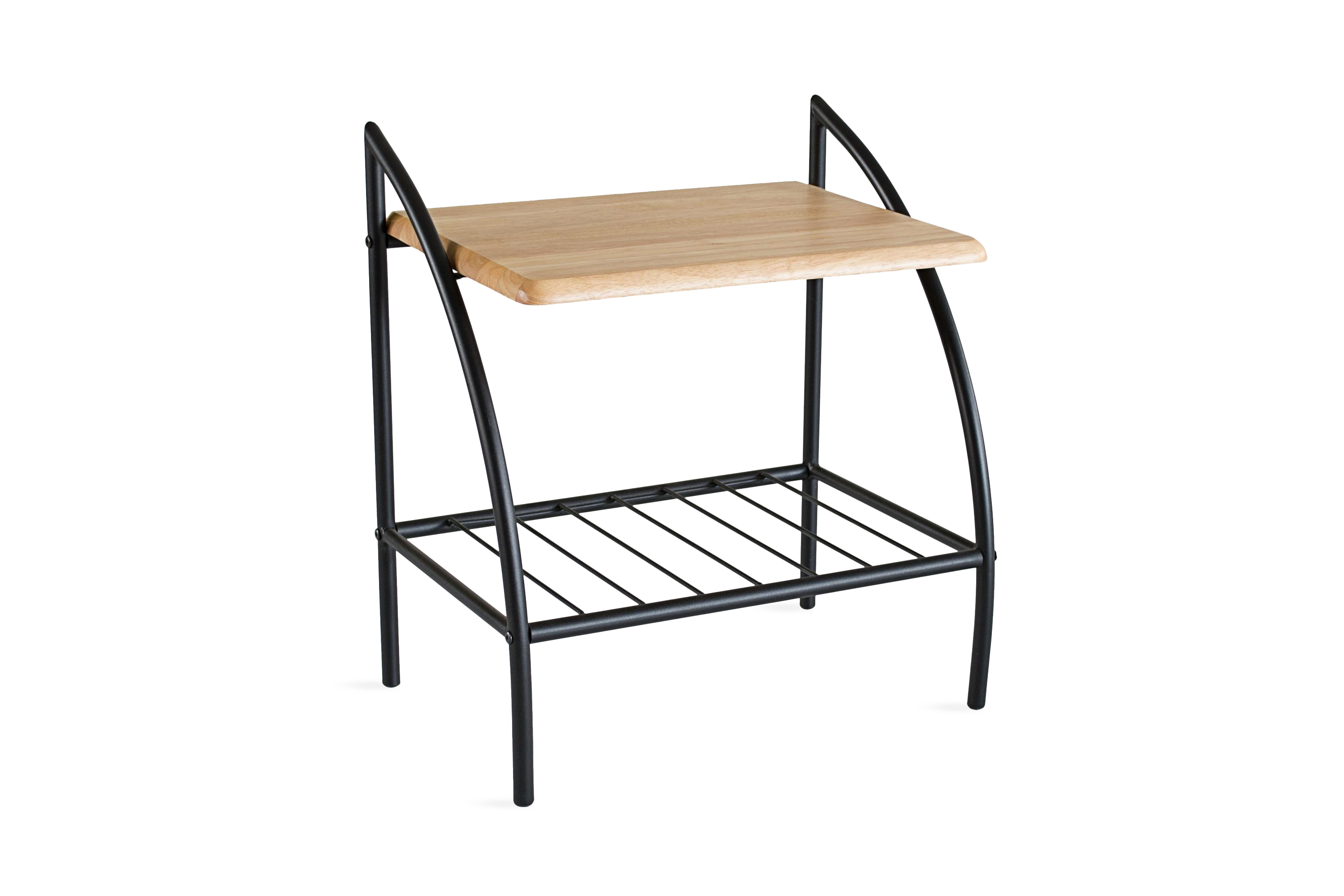 Sängbord Lathan 54 cm med Förvaring Hylla Svart/Natur