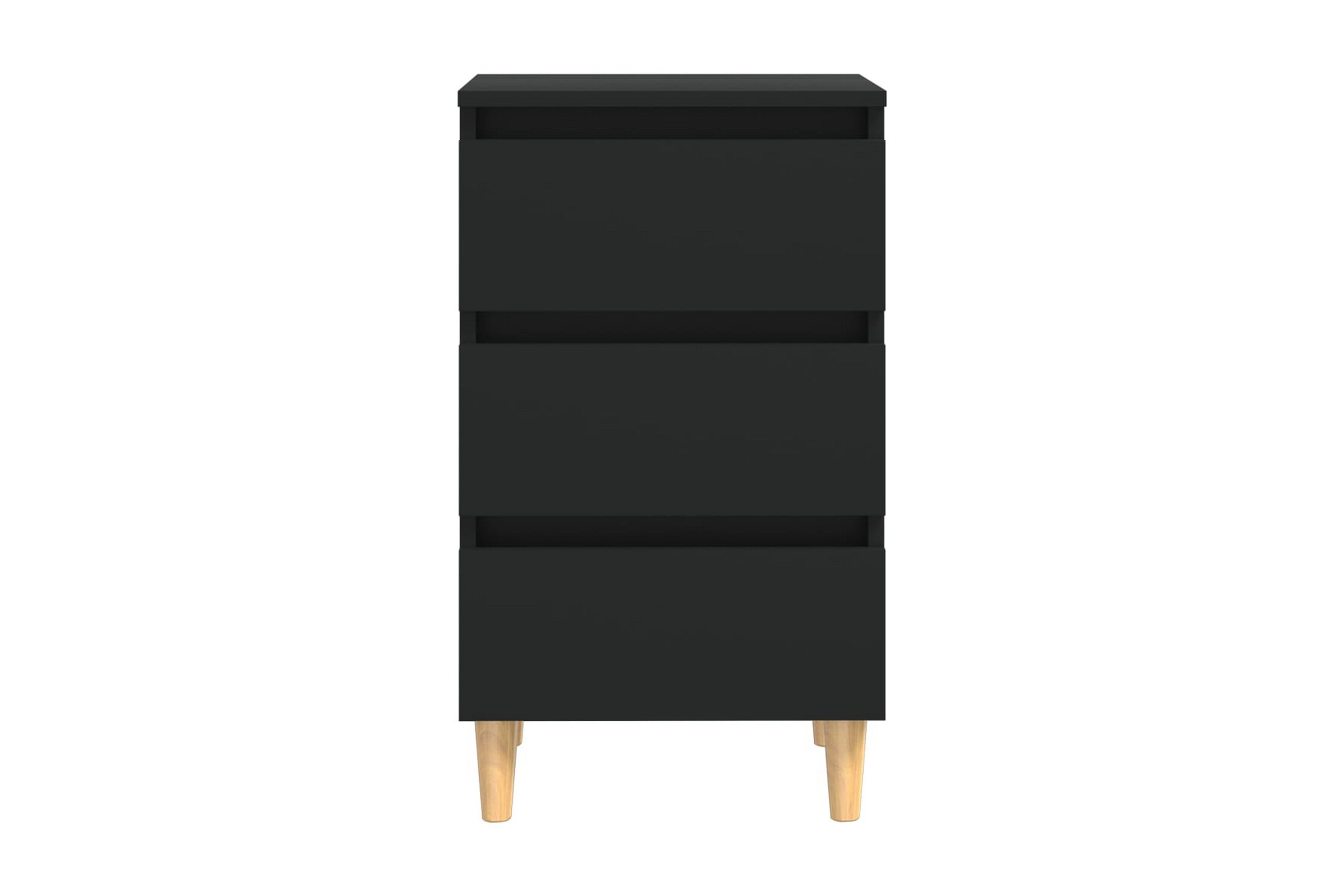 Sängbord med ben i massivt trä svart 40x35x69 cm - Svart