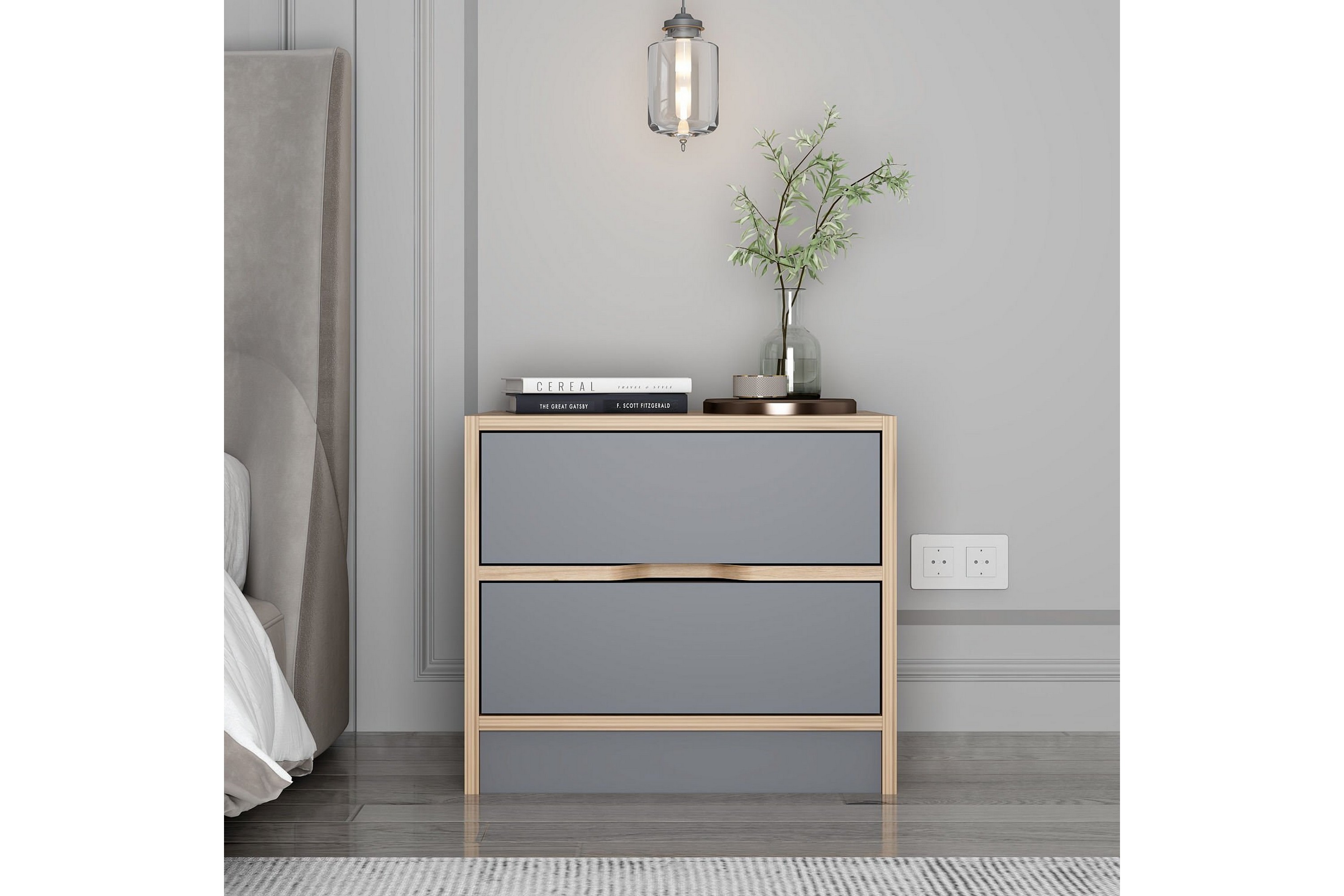 Sängbord Munna 54 cm Valnöt/Antracit