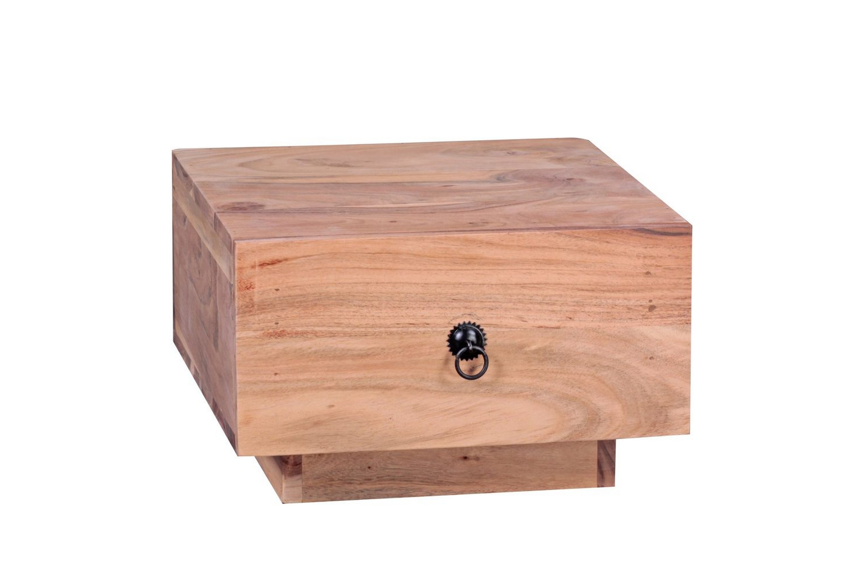 Sängbord Wohnling Massivt trämed låda och elegant handtag i låg design i lantlig stil Akacia Akacia