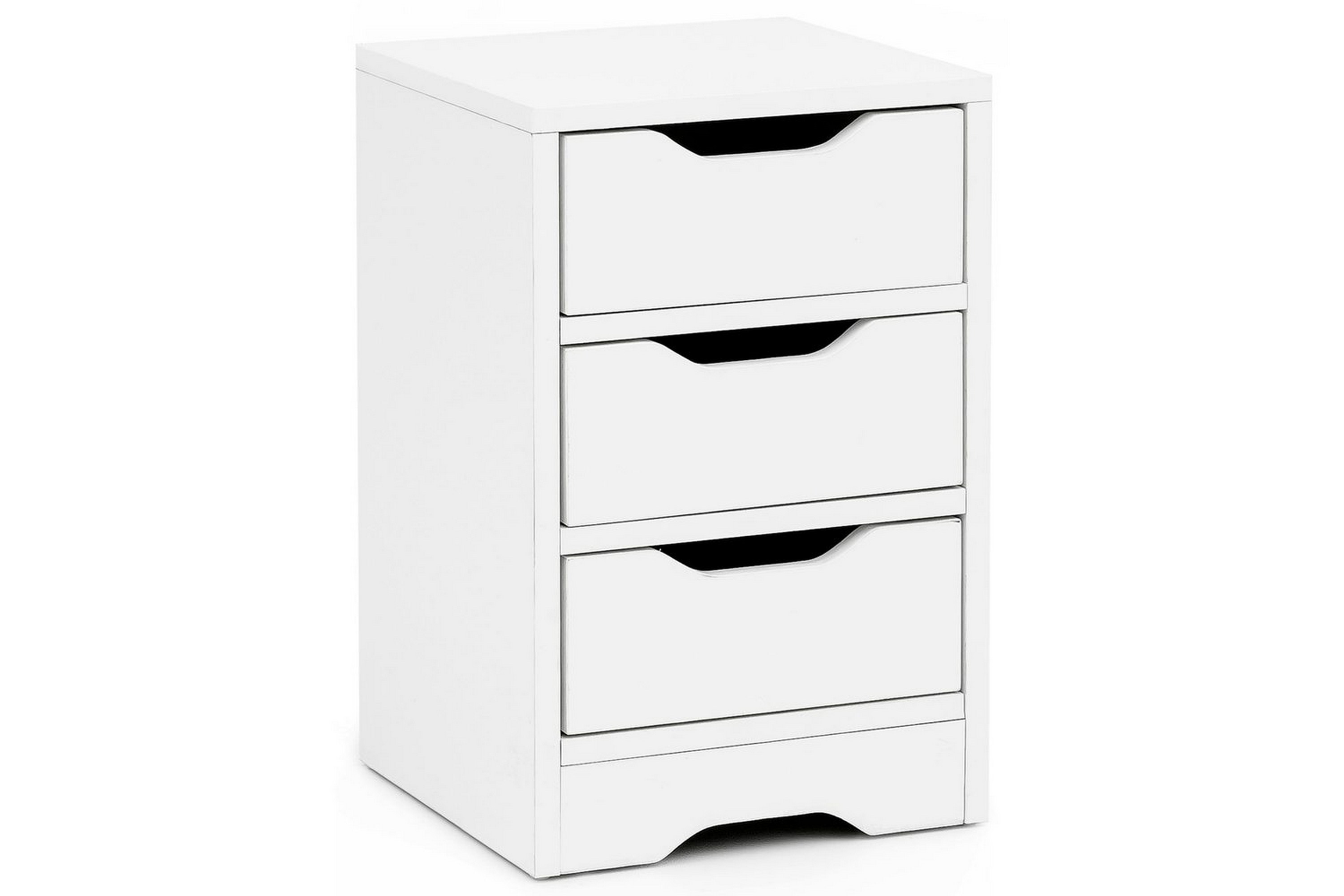 Sängbord Wohnling med 3 lådor i en enkel, modern design för boxspring-säng Vit Vit