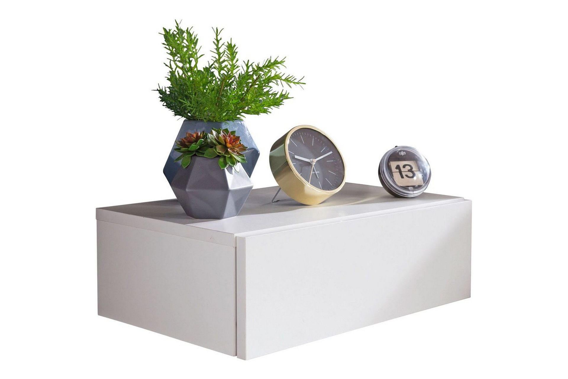 S&auml;ngbord Wohnling med l&aring;da f&ouml;r v&auml;ggmontering, sv&auml;vande utseende Vit - Vit