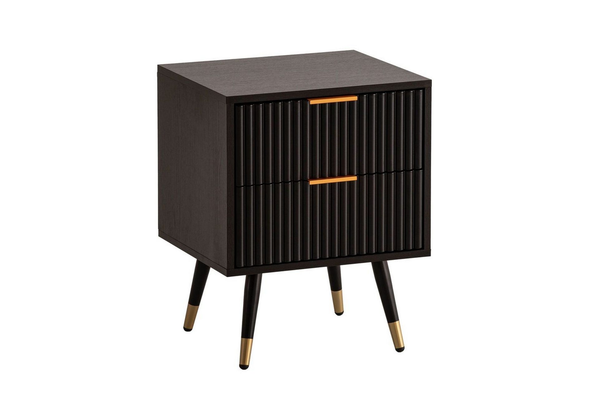 Sängbord Wohnling Modern look med 2 lådor tillverkade av spånskiva med ek-effekt glansiga höjdpunkter -
