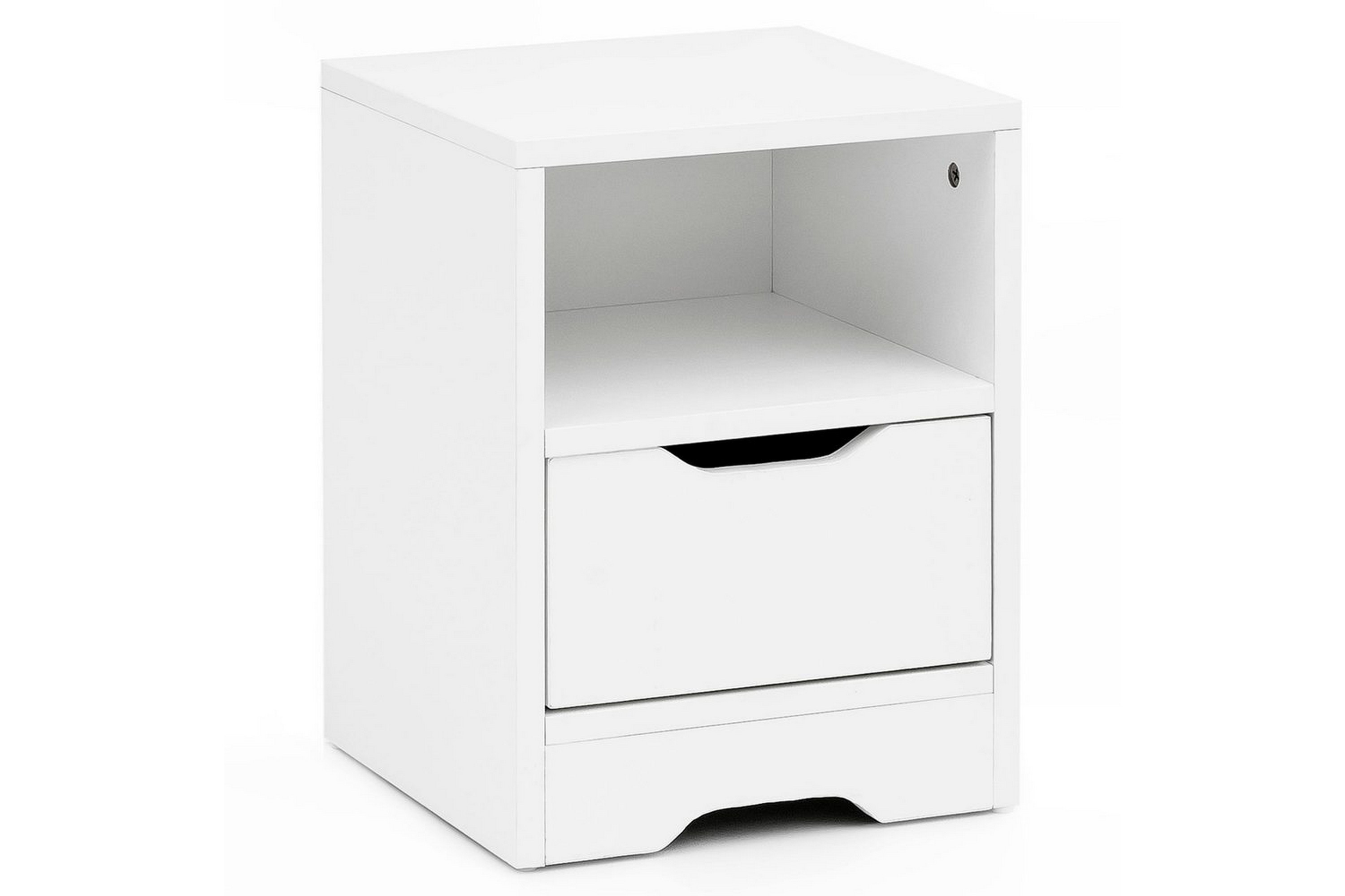 Sängbord Wohnling Vit med 1 låda Enkel modern design och hylla