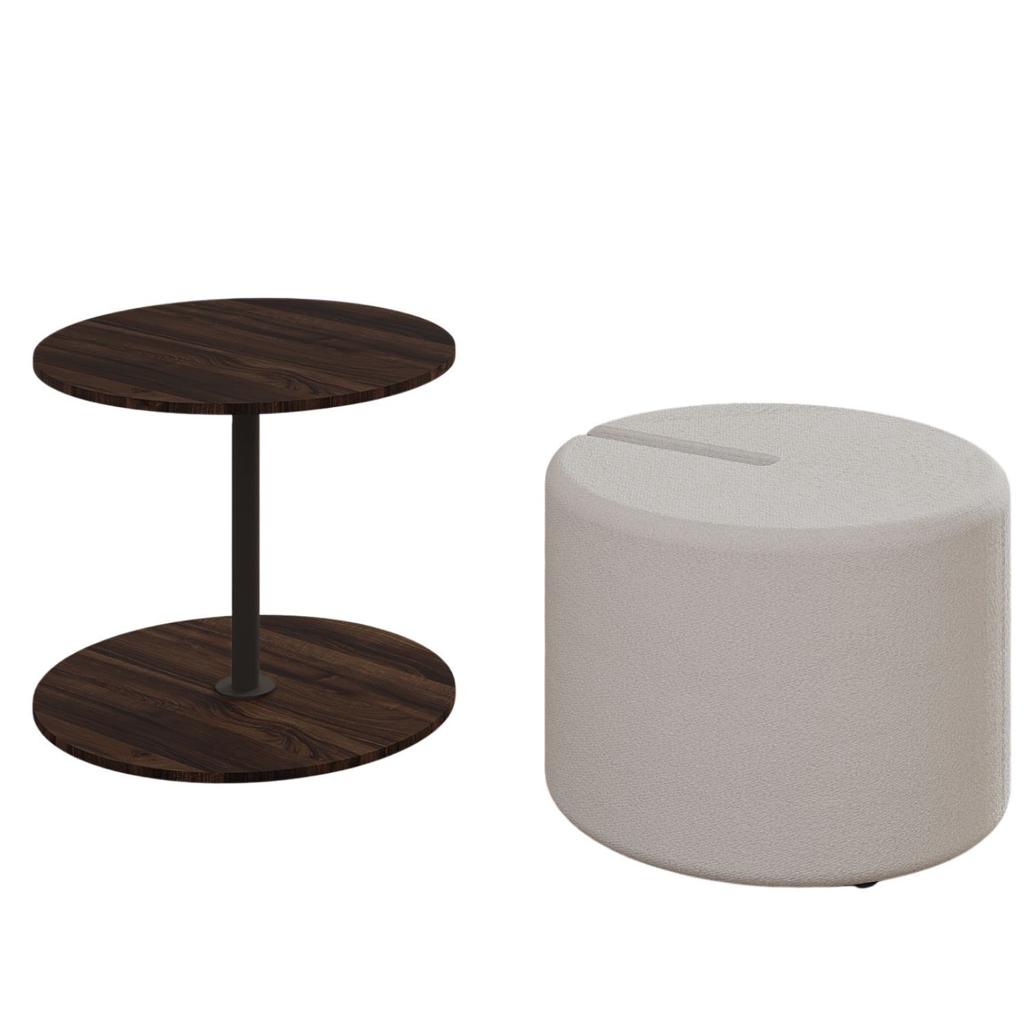 Torven Set med sidobord 43x47x43 cm - Valnöt