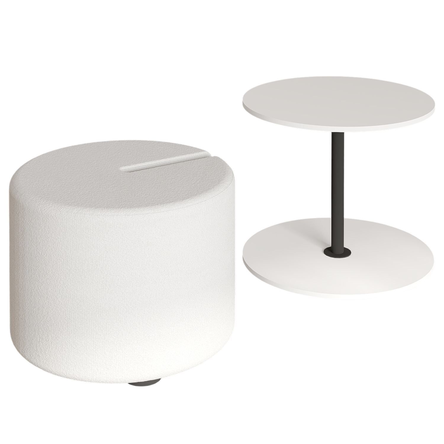 Torven Set med sidobord 43x47x43 cm - Vit