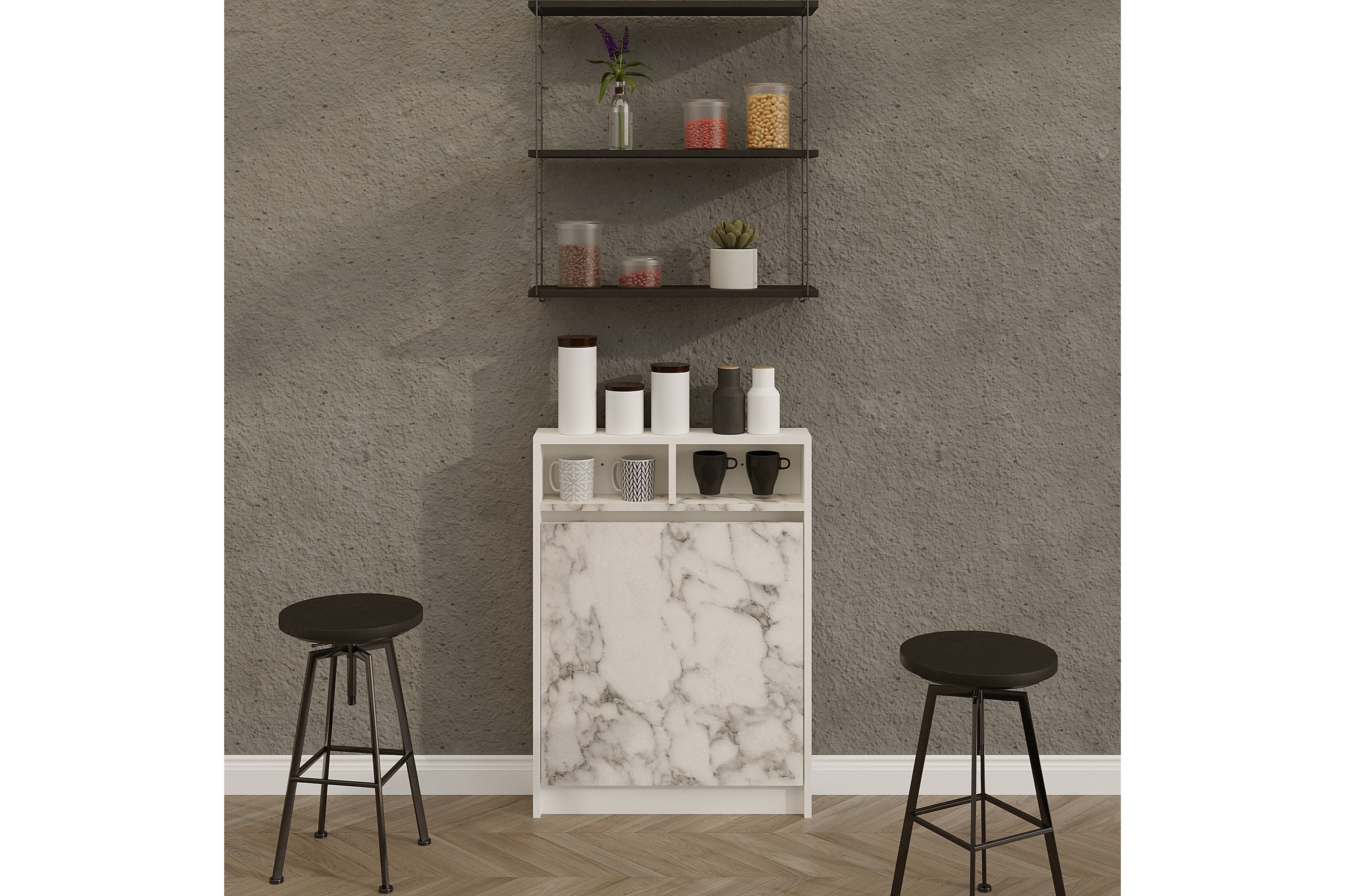 Barbord Bracked 70 cm Vit marmor