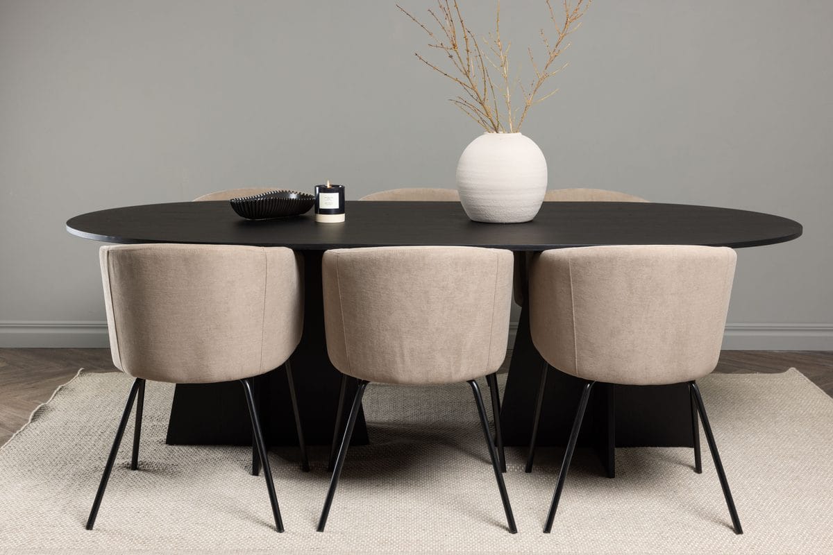 Bariso Matbord 230x115x75 cm Oval med 6 Berit Karmstol med Armst&ouml;d -
