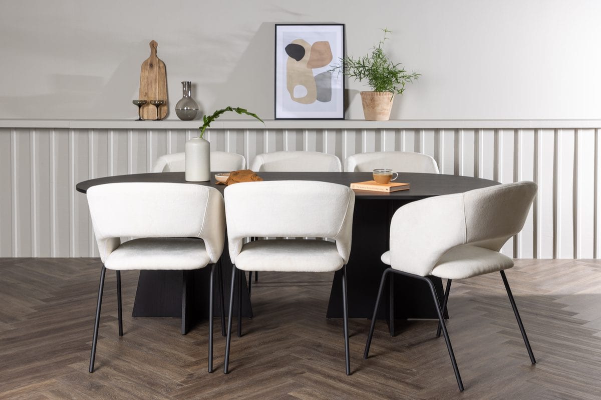 Bariso Matbord 230x115x75 cm Oval med 6 Day Matstol -